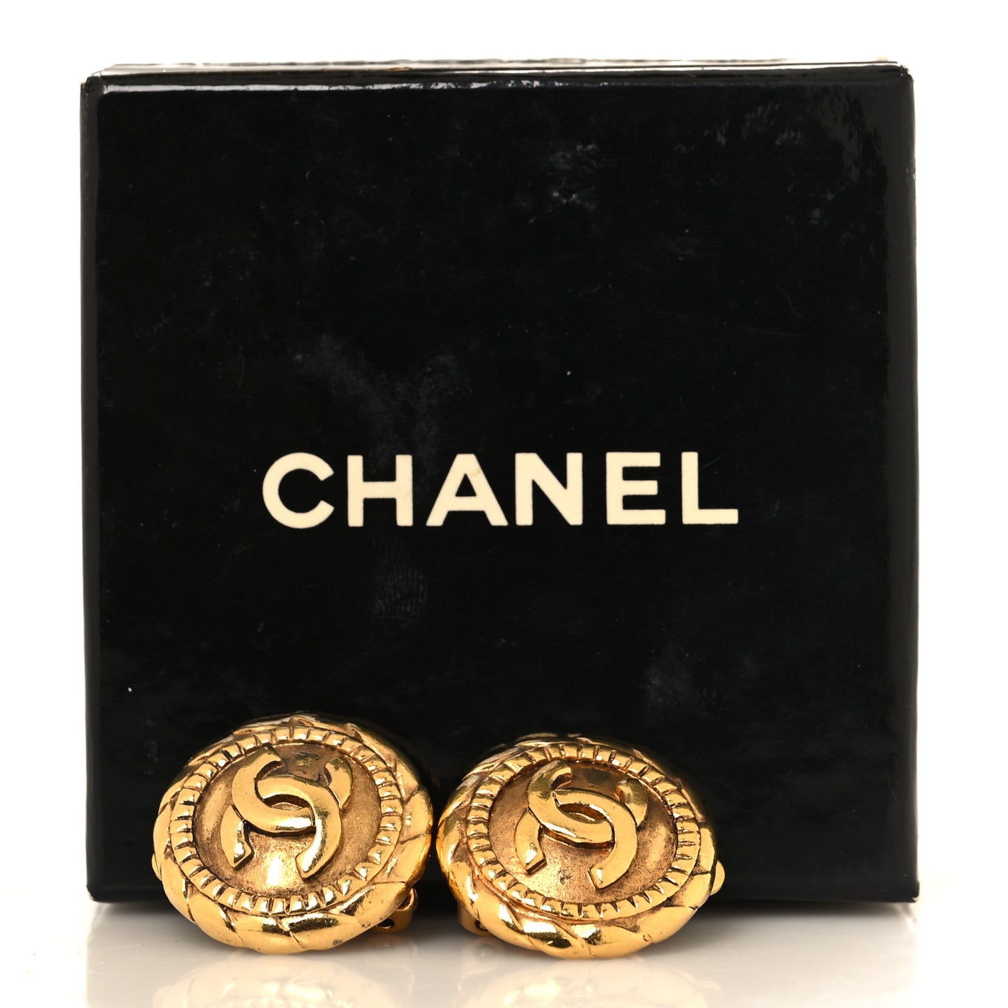 Round CC Clip On Earrings Gold