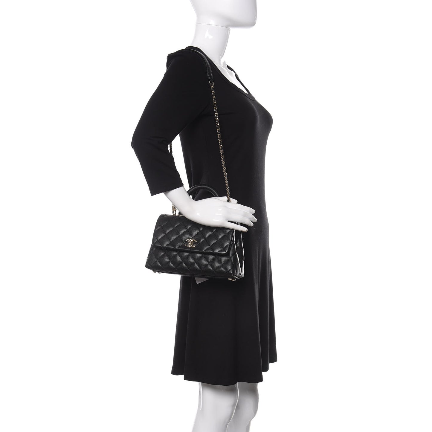 Caviar Quilted Mini Coco Handle Flap Black
