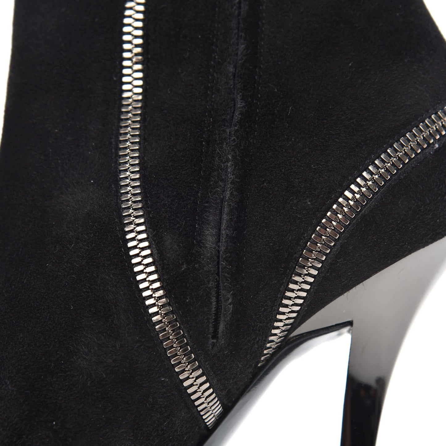 Suede Zipper Platform Pumps Black 35