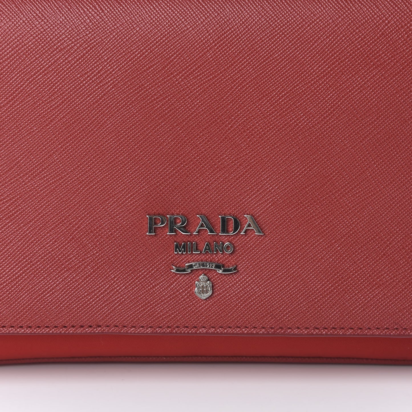 Saffiano Tessuto Nylon Chain Shoulder Bag Rosso
