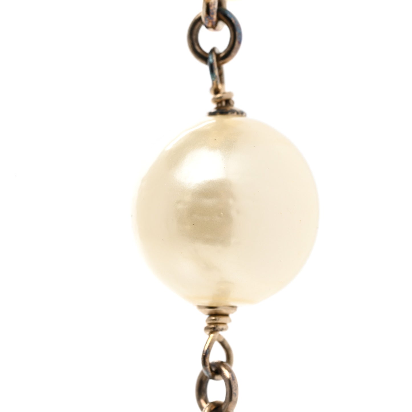 Pearl Beaded CC Long Necklace Navy