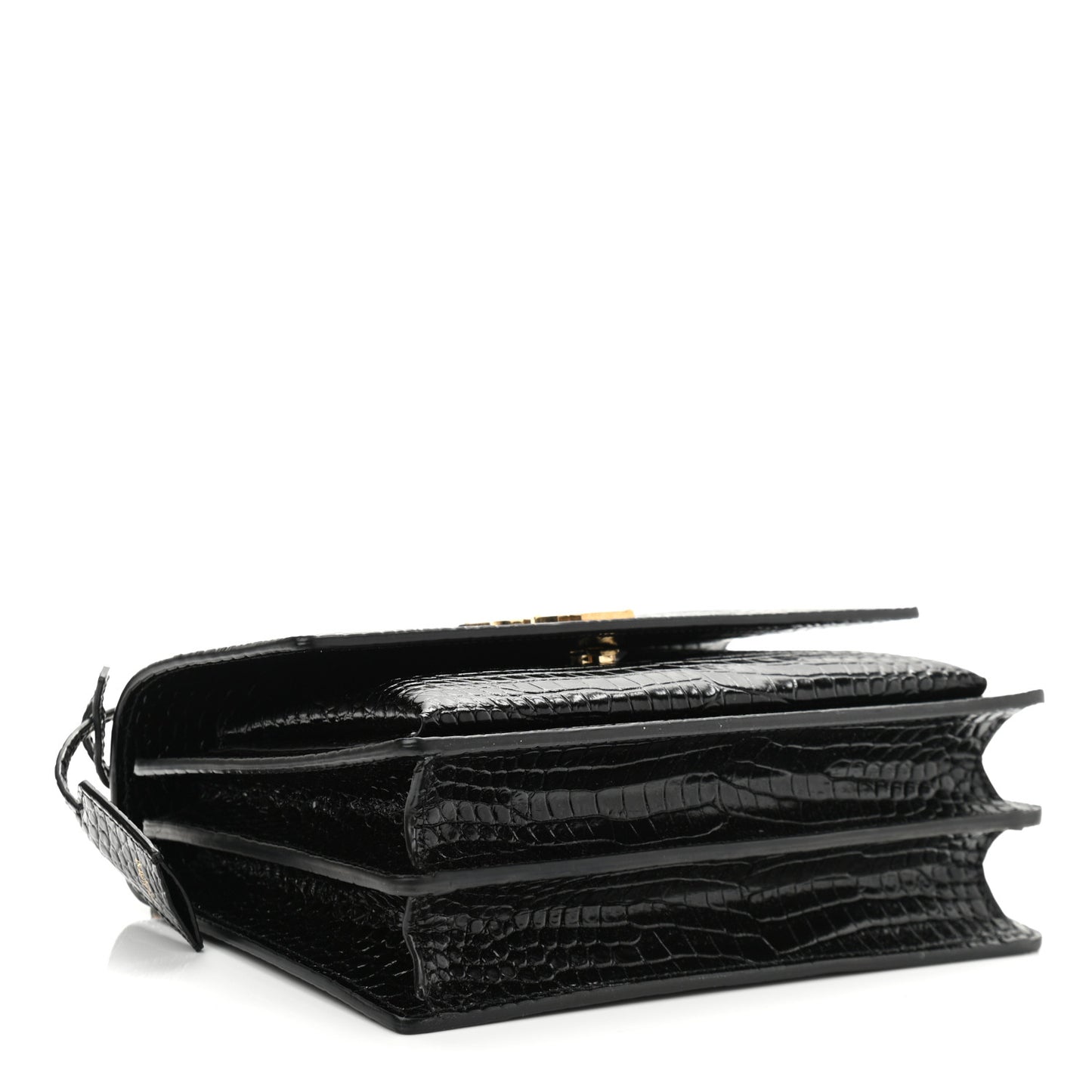 Calfskin Crocodile Embossed Medium Monogram Sunset Black