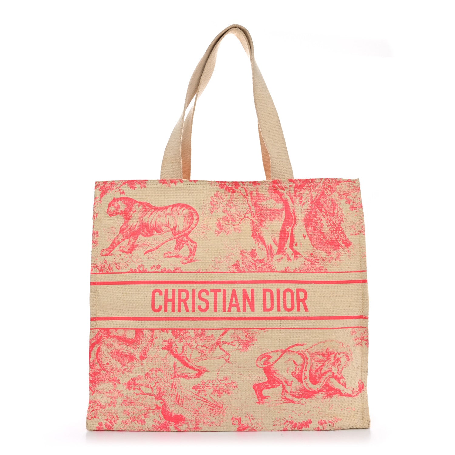 Christian Dior Straw Dioriviera Tote Pink 1 of 10