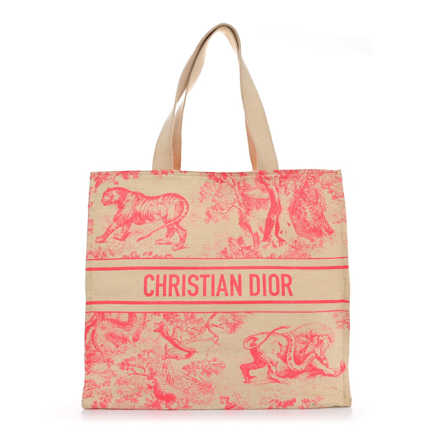 Straw Dioriviera Tote Pink