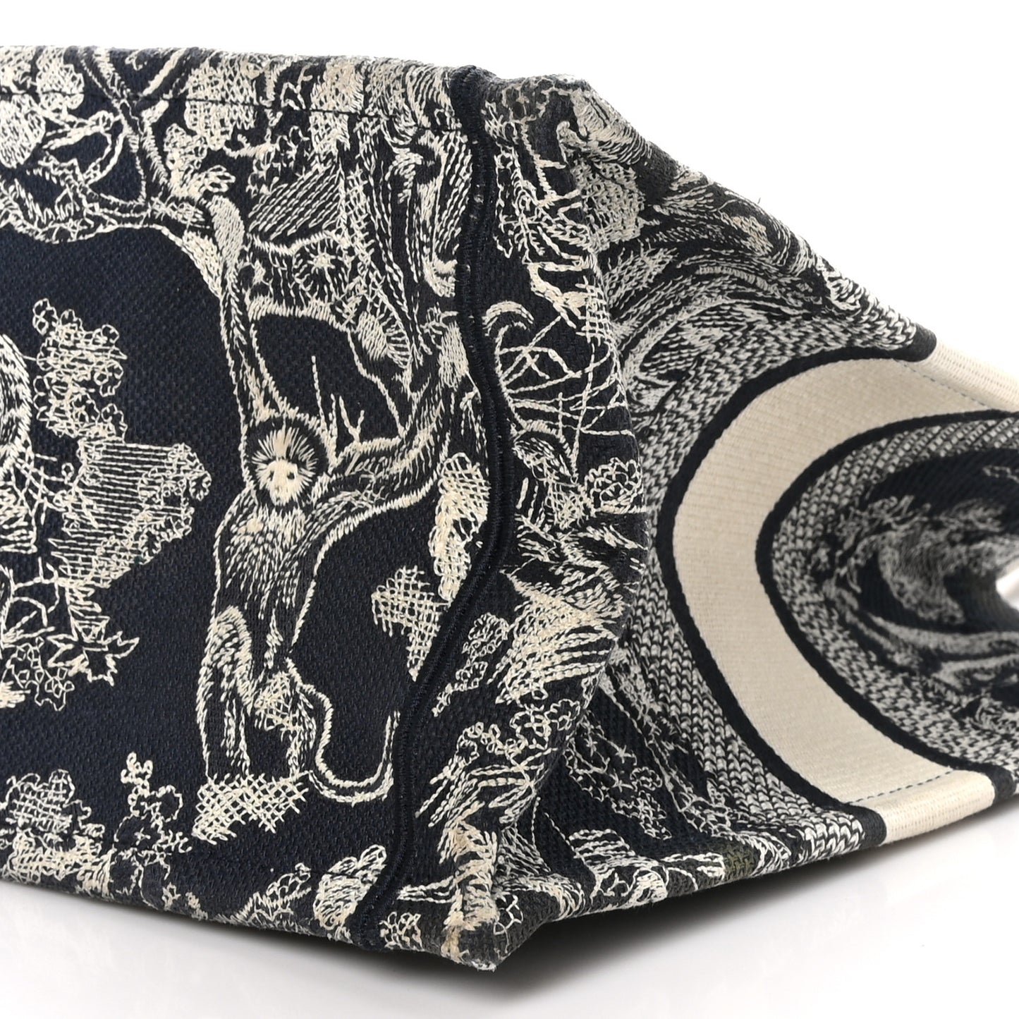 Canvas Embroidered Medium Toile De Jouy Reverse Book Tote Blue