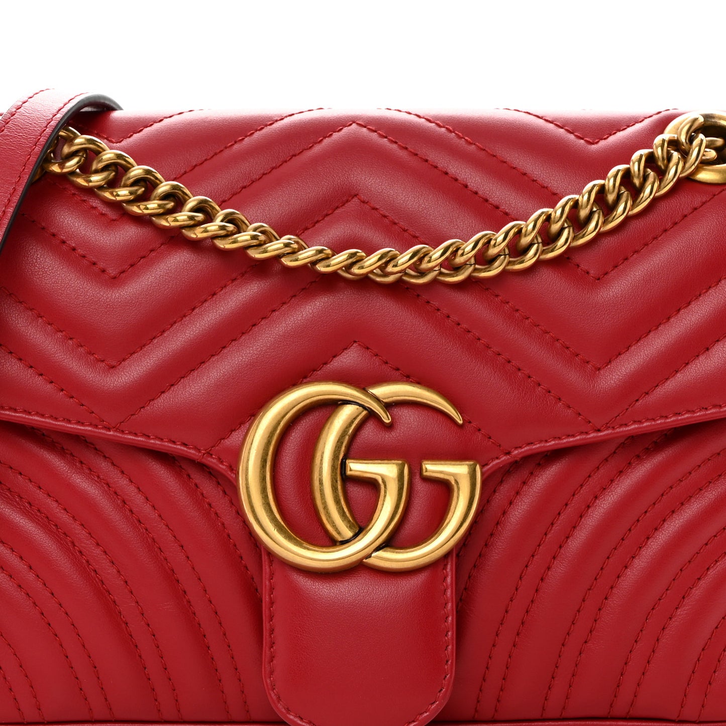 Calfskin Matelasse Small GG Marmont Shoulder Bag Hibiscus Red