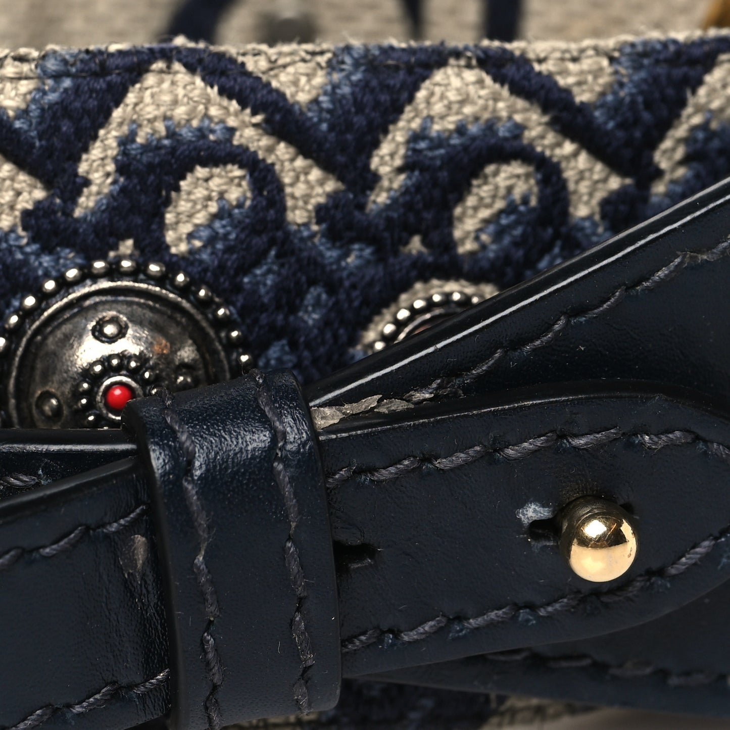Oblique Studded Shoulder Strap Blue