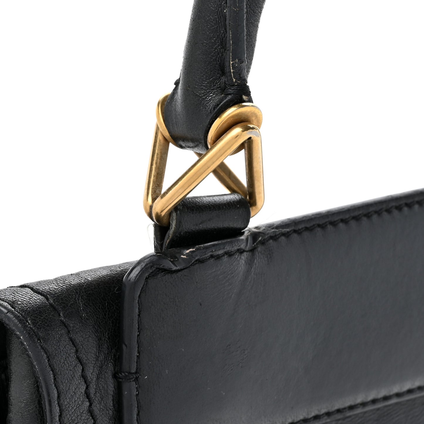 Calfskin Bolt Stud Mirte Saddle Bag Black