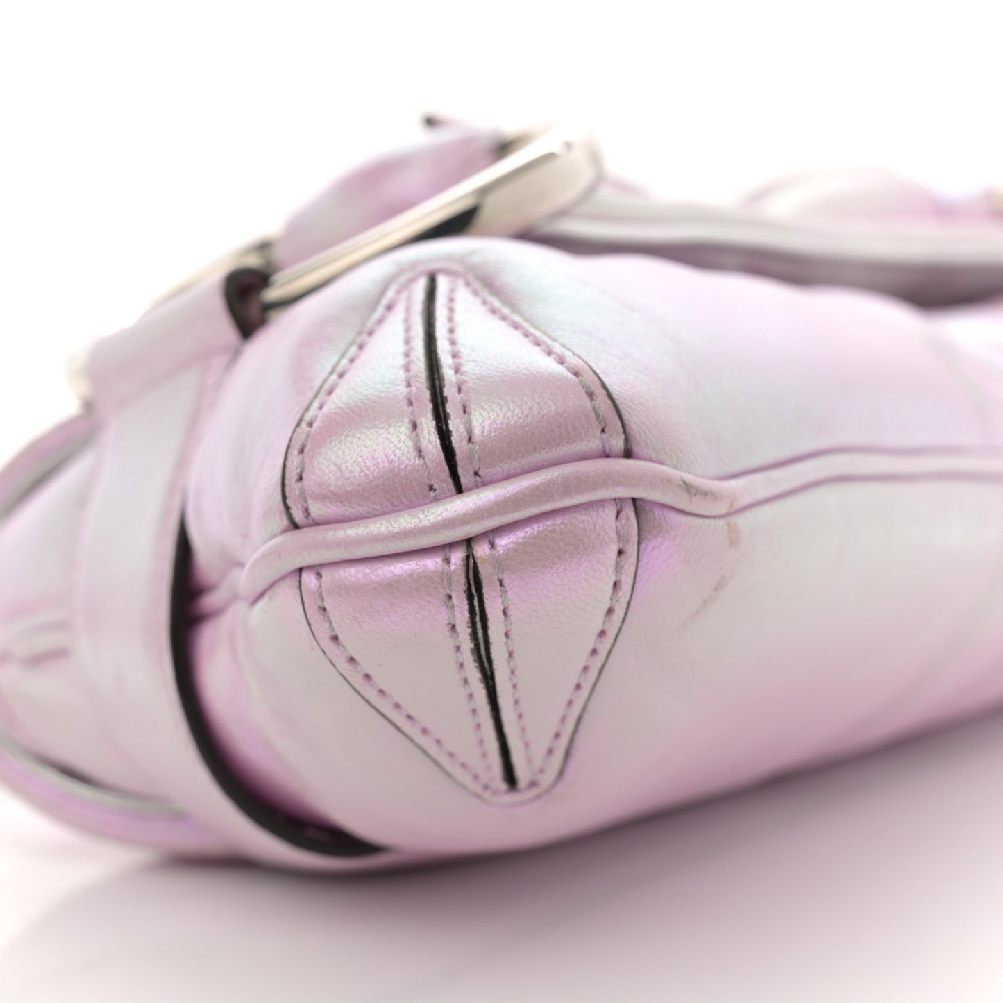 Iridescent Nappa Vertical Matelasse Medium Maxi Horsebit Chain Shoulder Bag Escape Pink