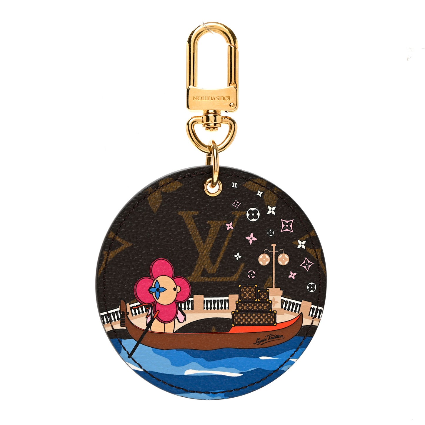 Monogram 2019 Christmas Animation Venice Bag Charm Key Ring Blue