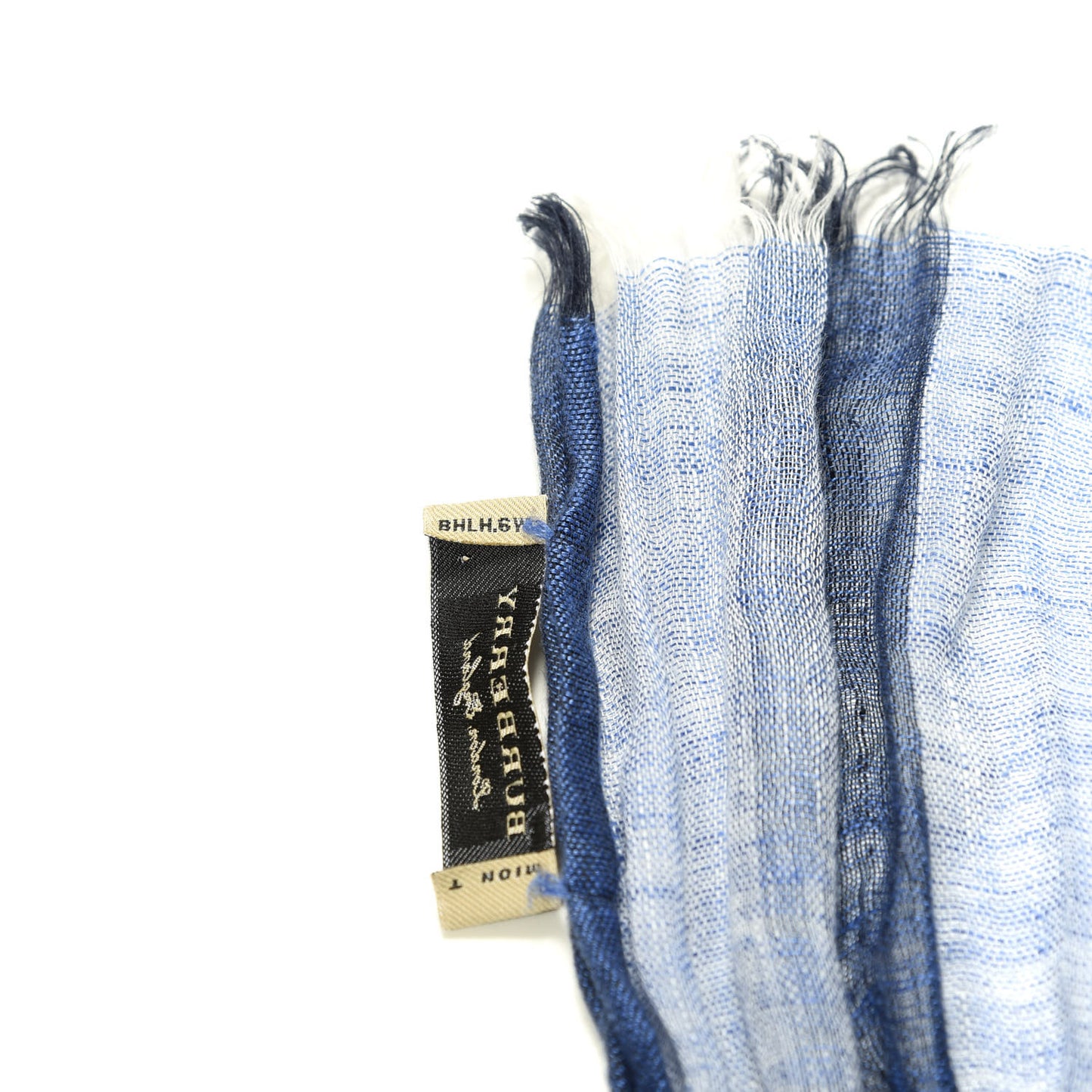 Wool Silk Gauze Giant Check Scarf Navy