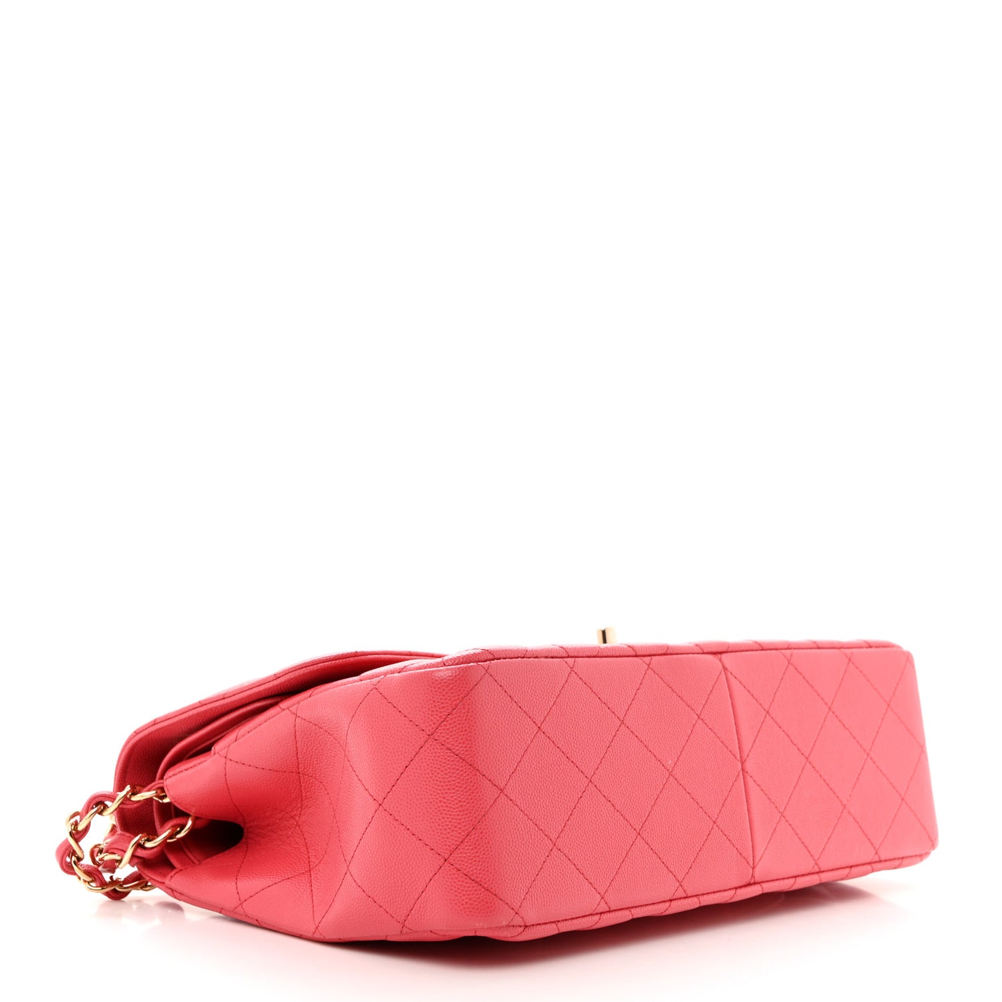 Shiny Caviar Quilted Jumbo Double Flap Dark Pink
