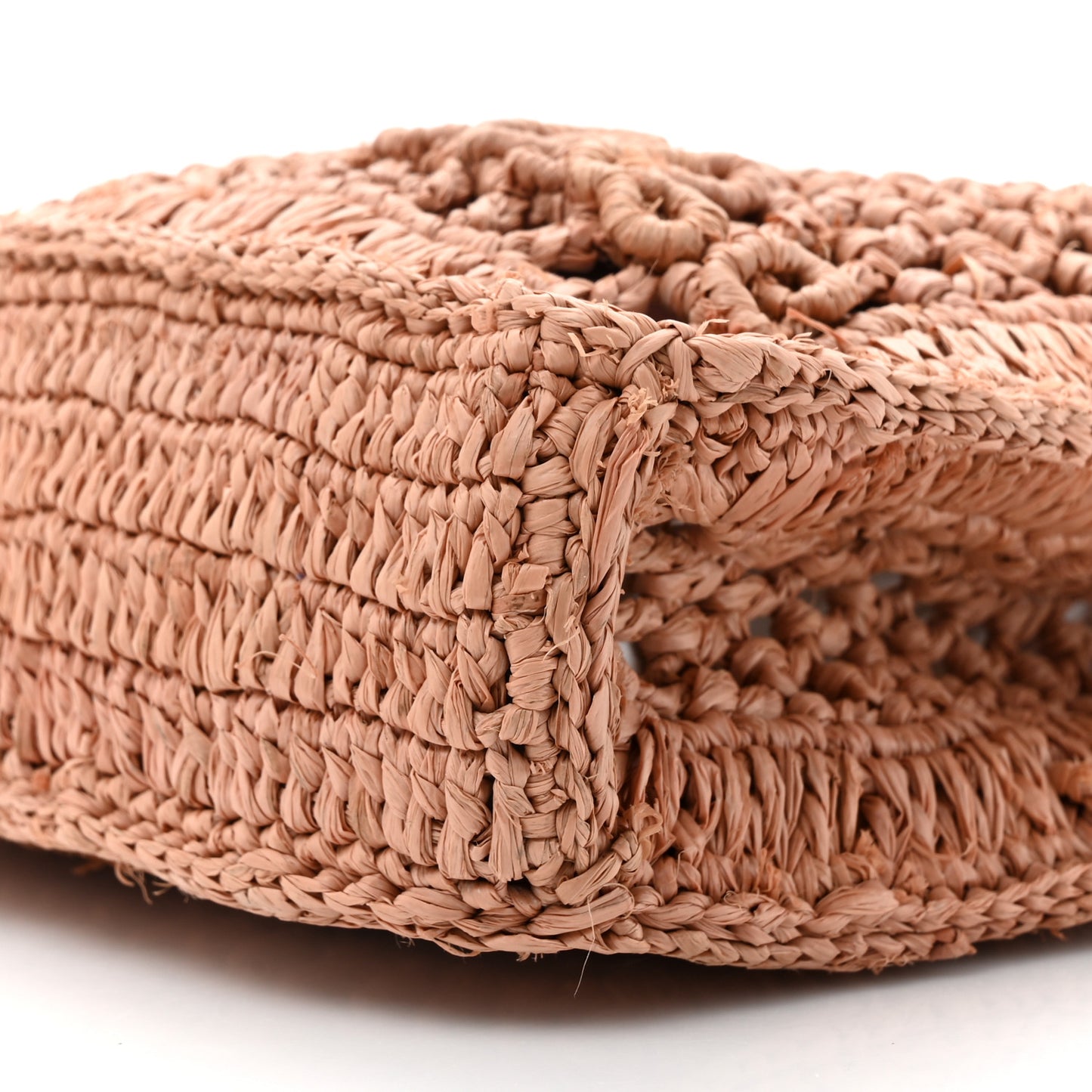 Raffia Calfskin Mini Summer Banana Tote Summery Beige