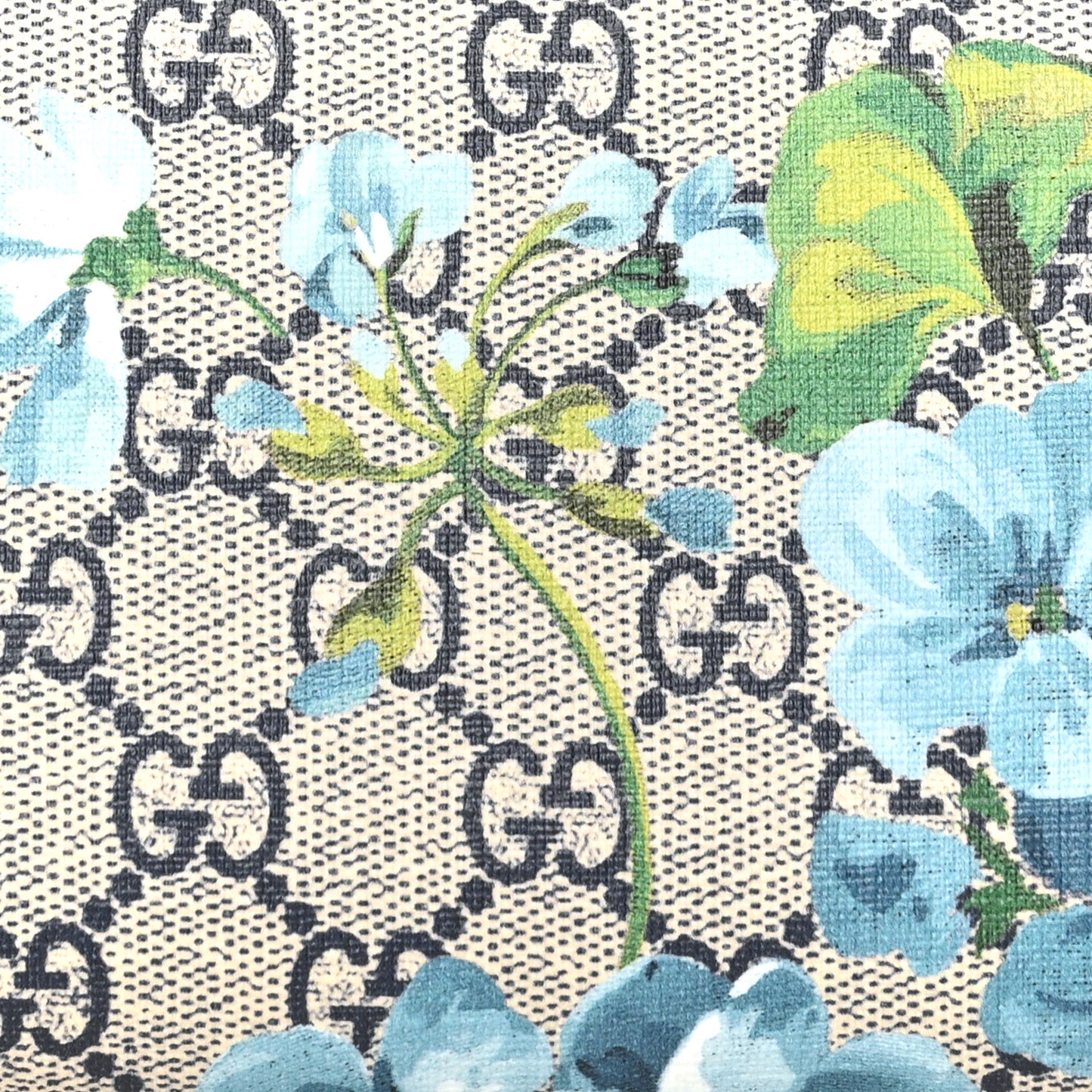 GG Supreme Monogram Blooms Zip Around Wallet Blue