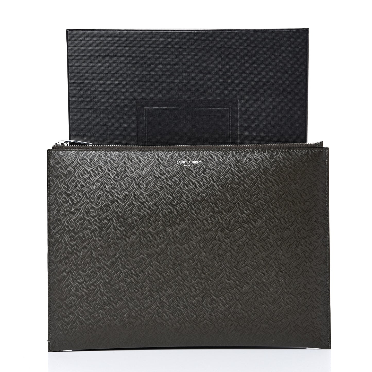 Matte Grain De Poudre Zipped Document Holder Khaki