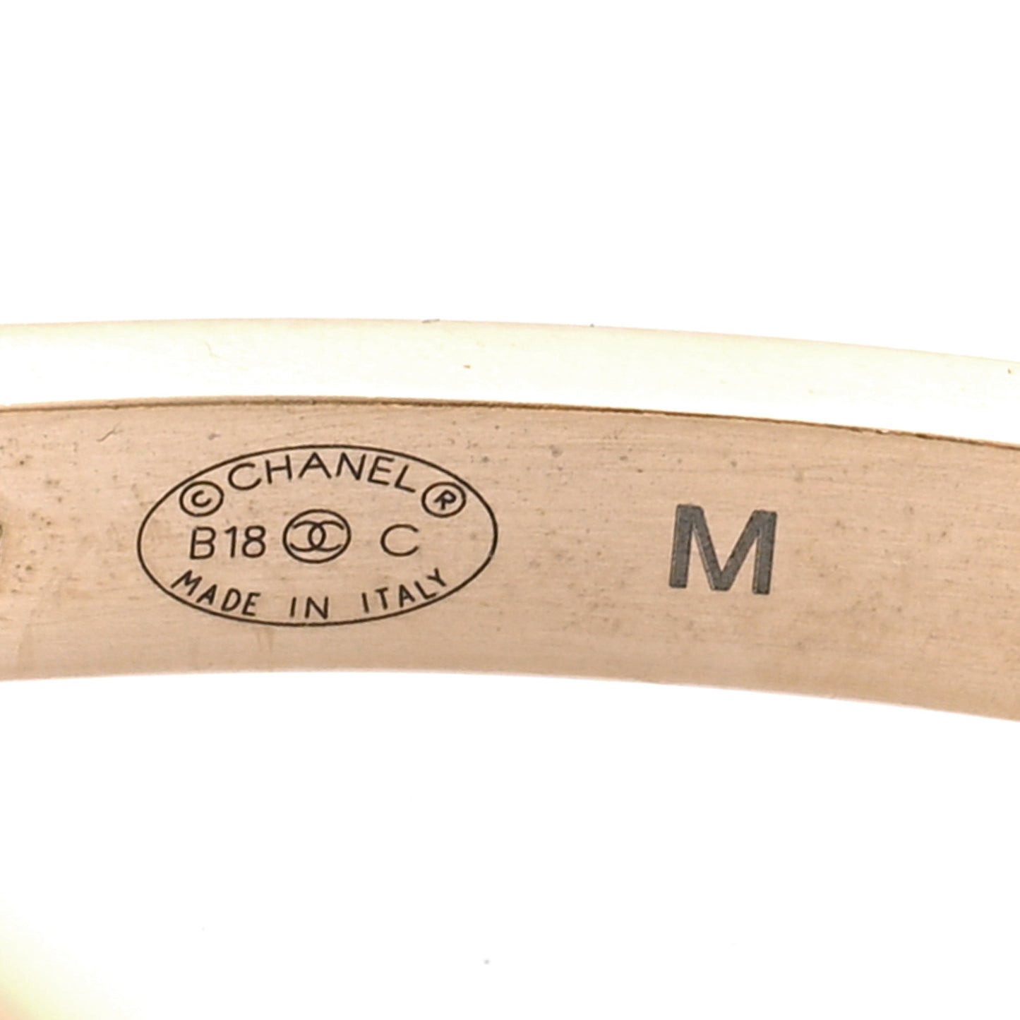 Lambskin Pearl Twist CC Bangle Bracelet M Gold Blue