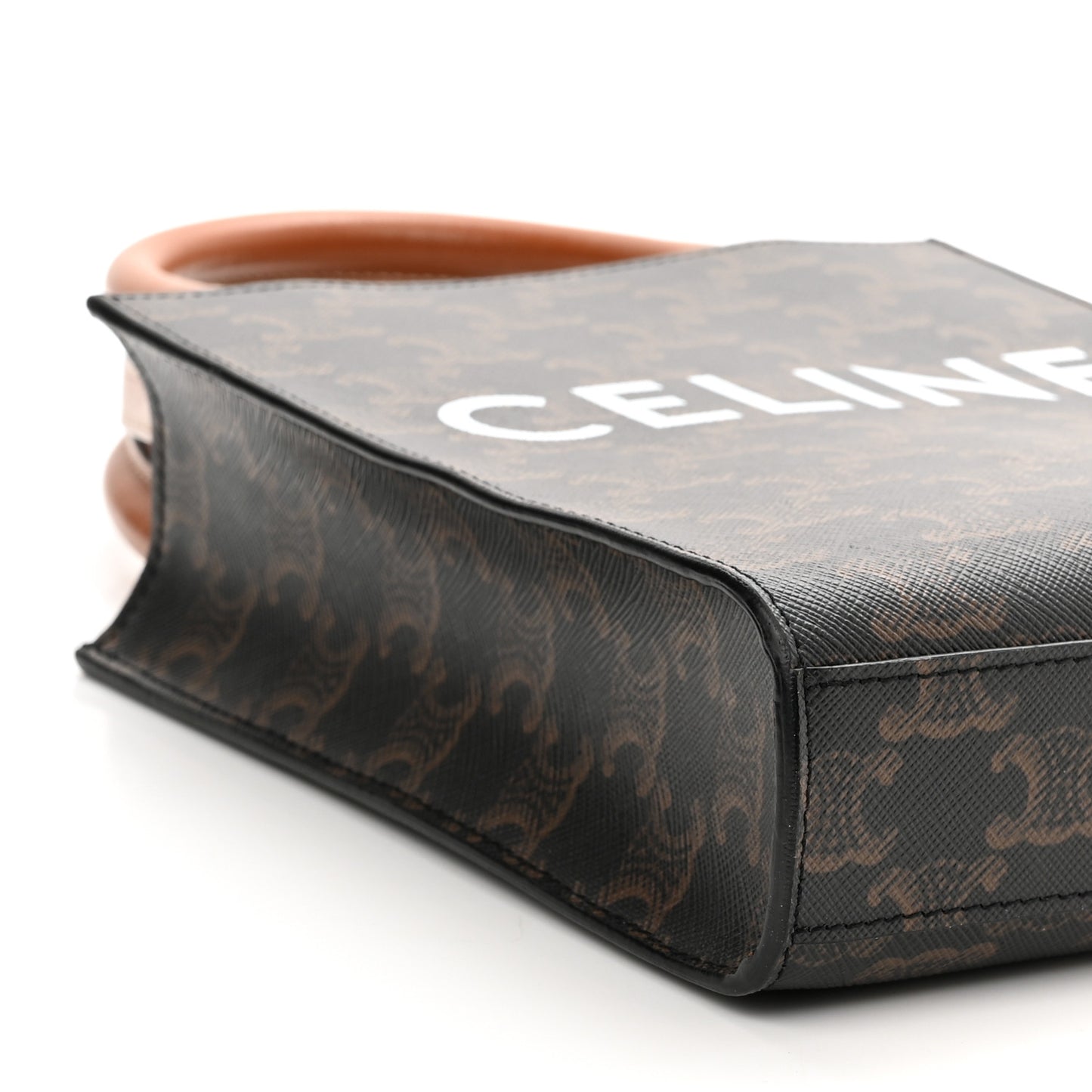 Triomphe Canvas Calfskin Mini Vertical Cabas Tan