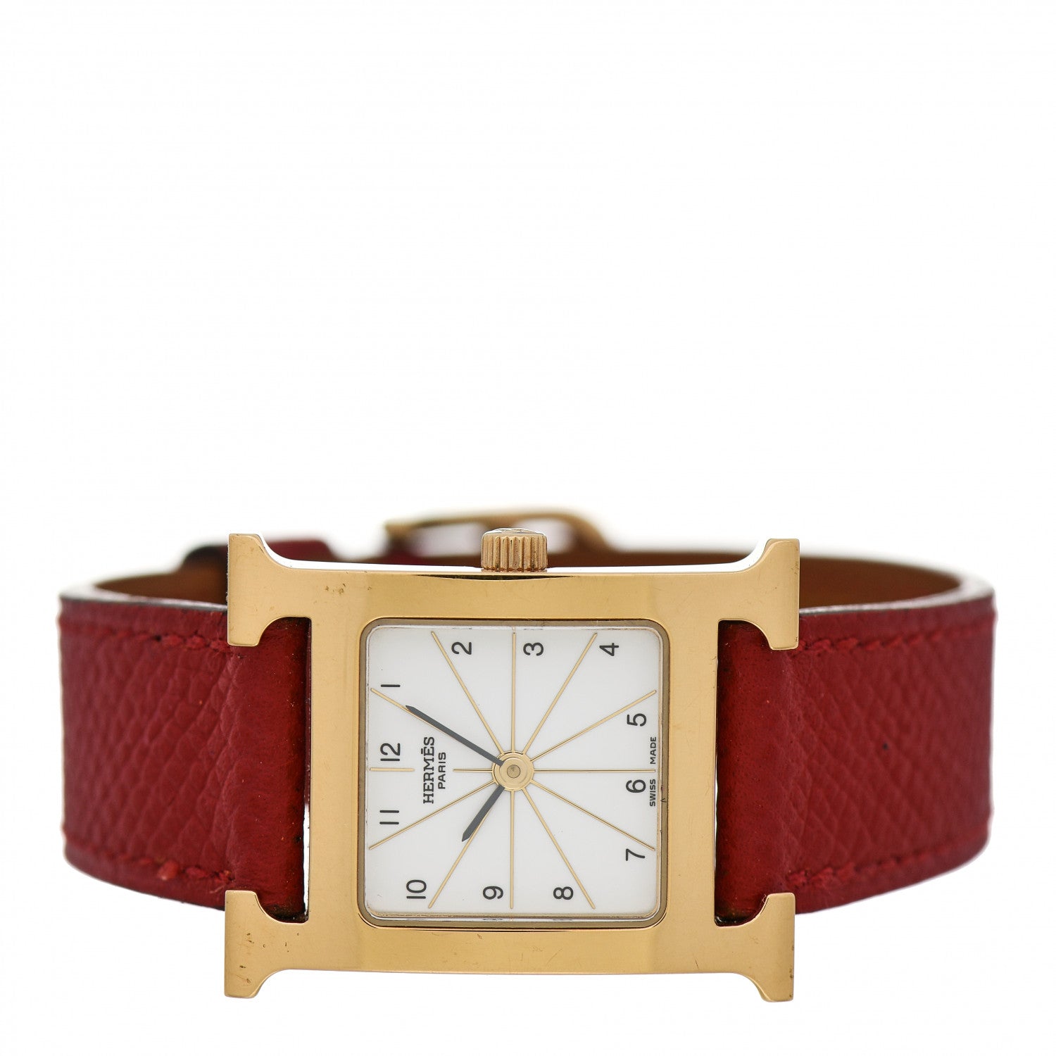 Hermes Stainless Steel Epsom 21mm Heure H Hour Quartz Watch Rouge 2 of 7