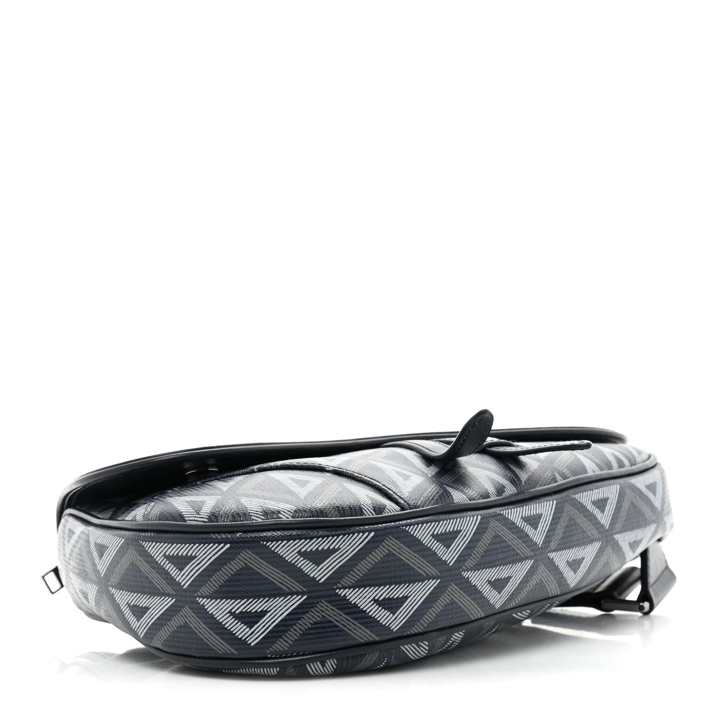 Coated Canvas Calfskin CD Diamond Mens Saddle Bag Navy