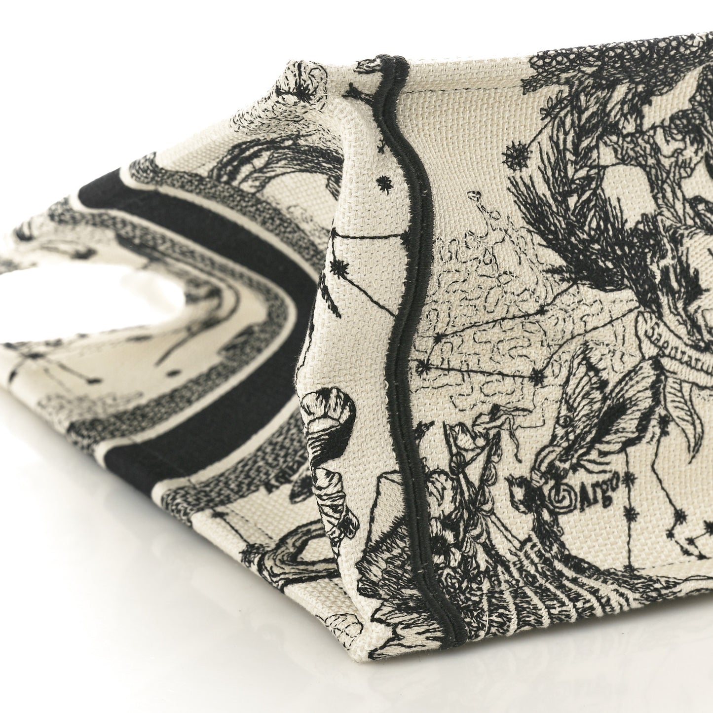 Canvas Zodiac Toile De Jouy Embroidered Medium Book Tote Latte