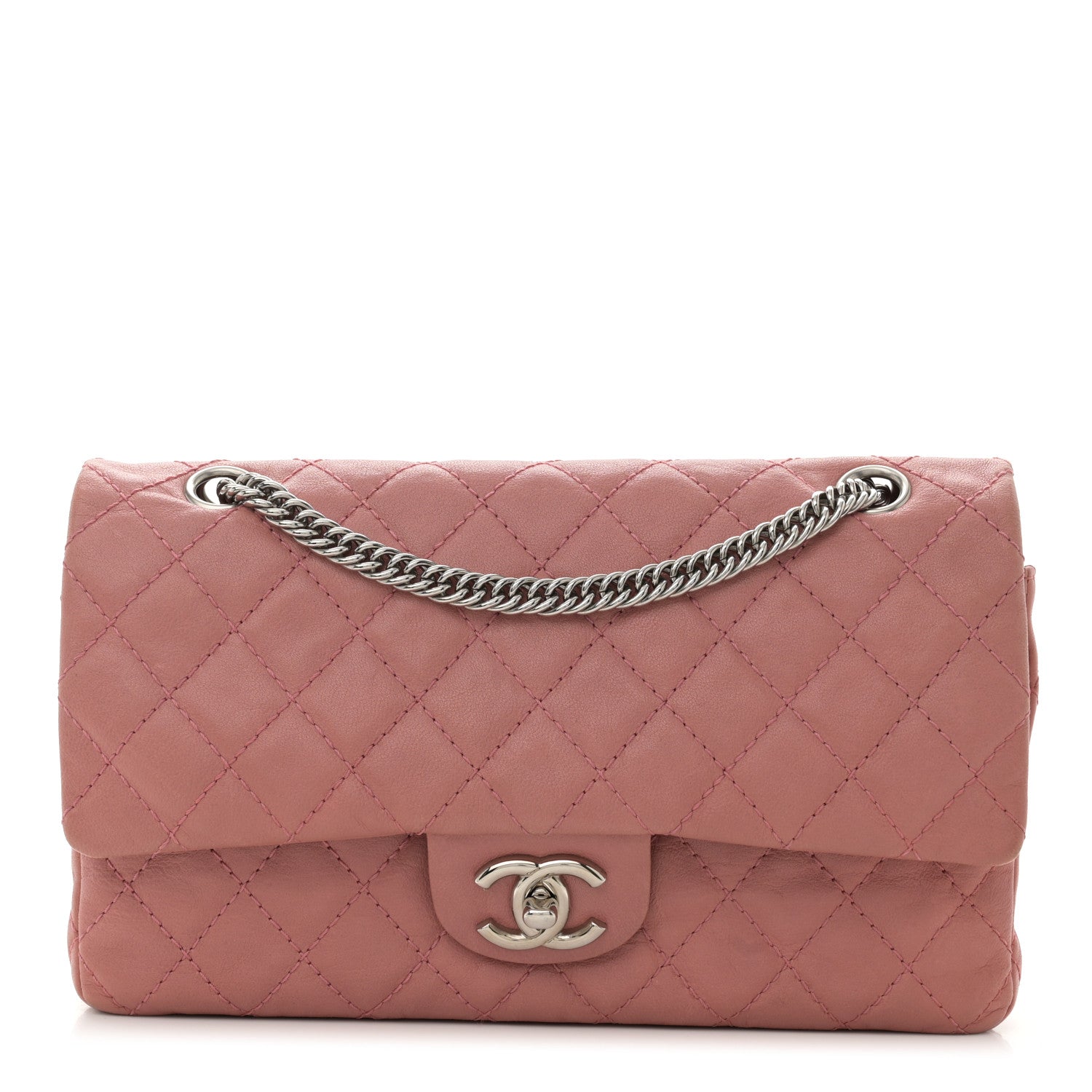 Chanel Washed Lambskin Quilted Medium Double Flap Bijoux Chain Pink 1 of 12