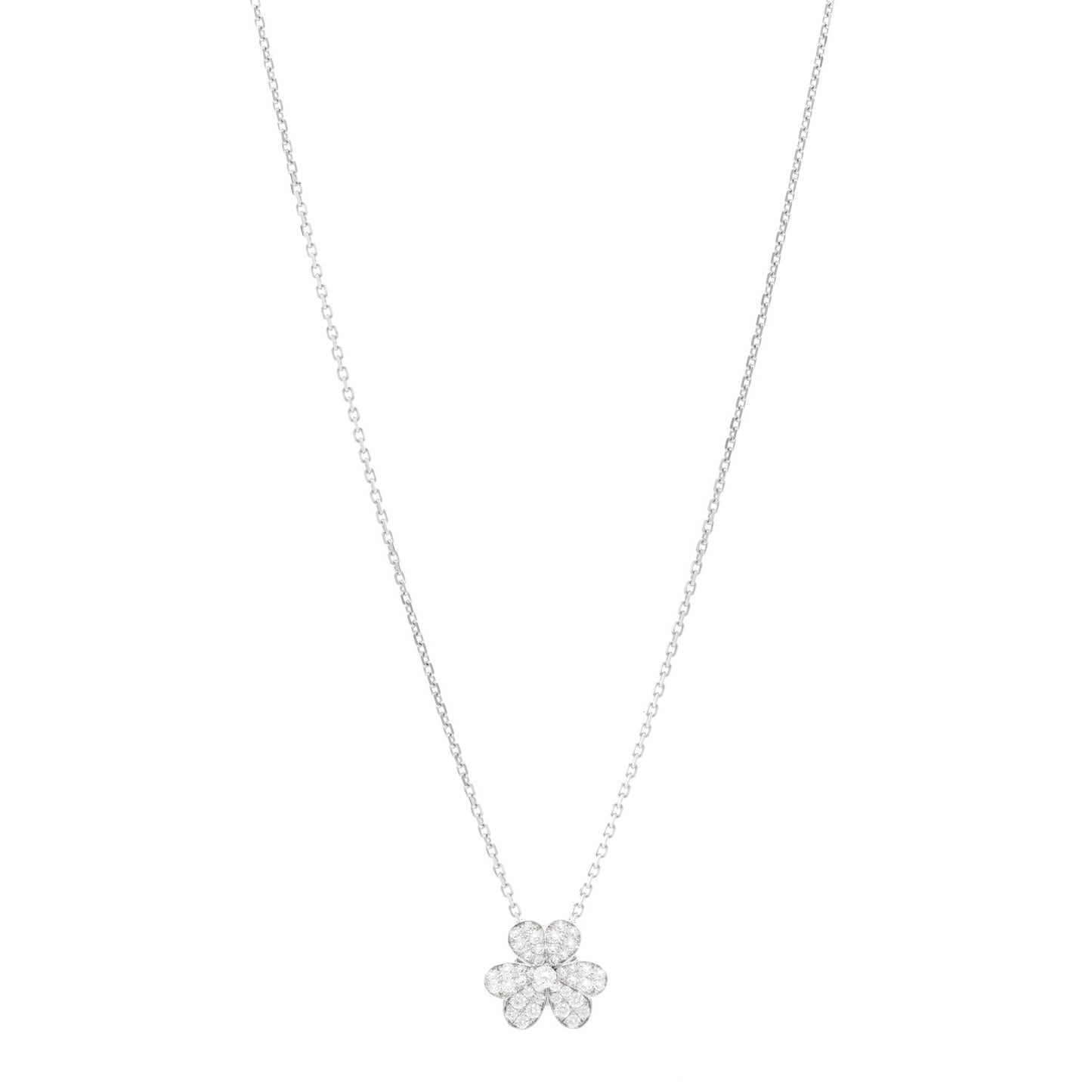18K White Gold Diamond Small Frivole Pendant Necklace