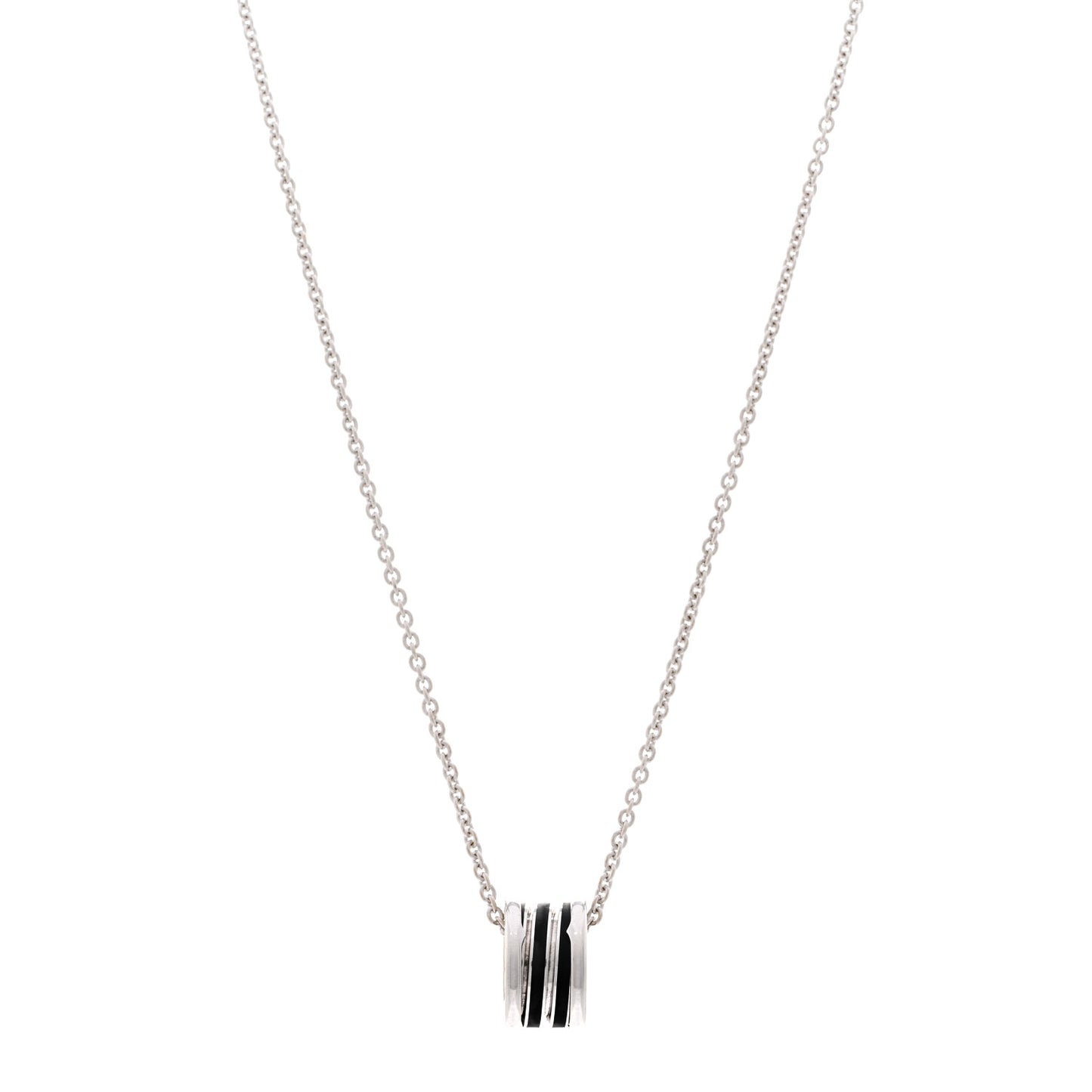 18K White Gold Black Enamel B.zero1 Pendant Necklace