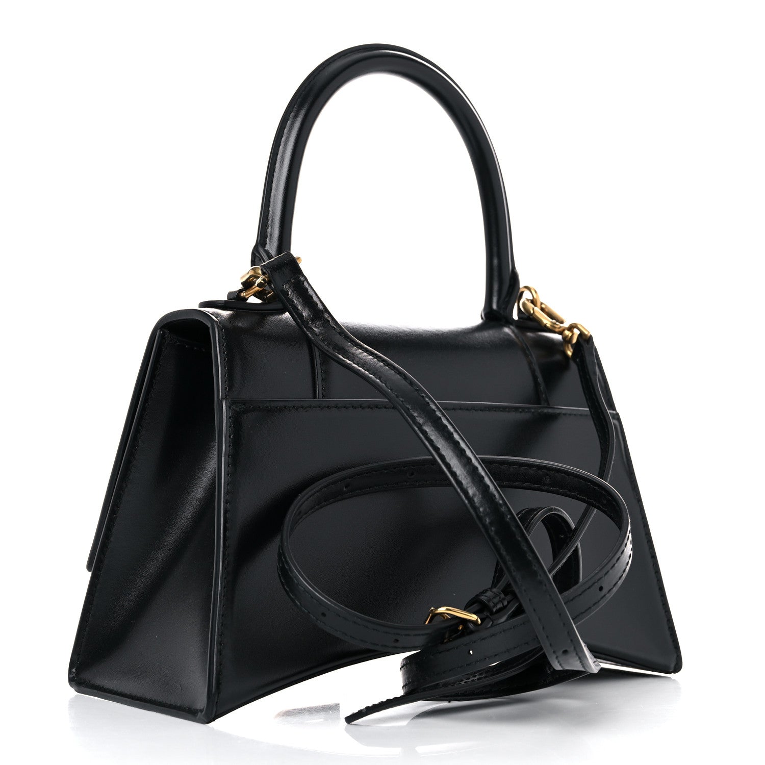 Balenciaga Shiny Box Calfskin Small Hourglass Top Handle Bag Black 3 of 15