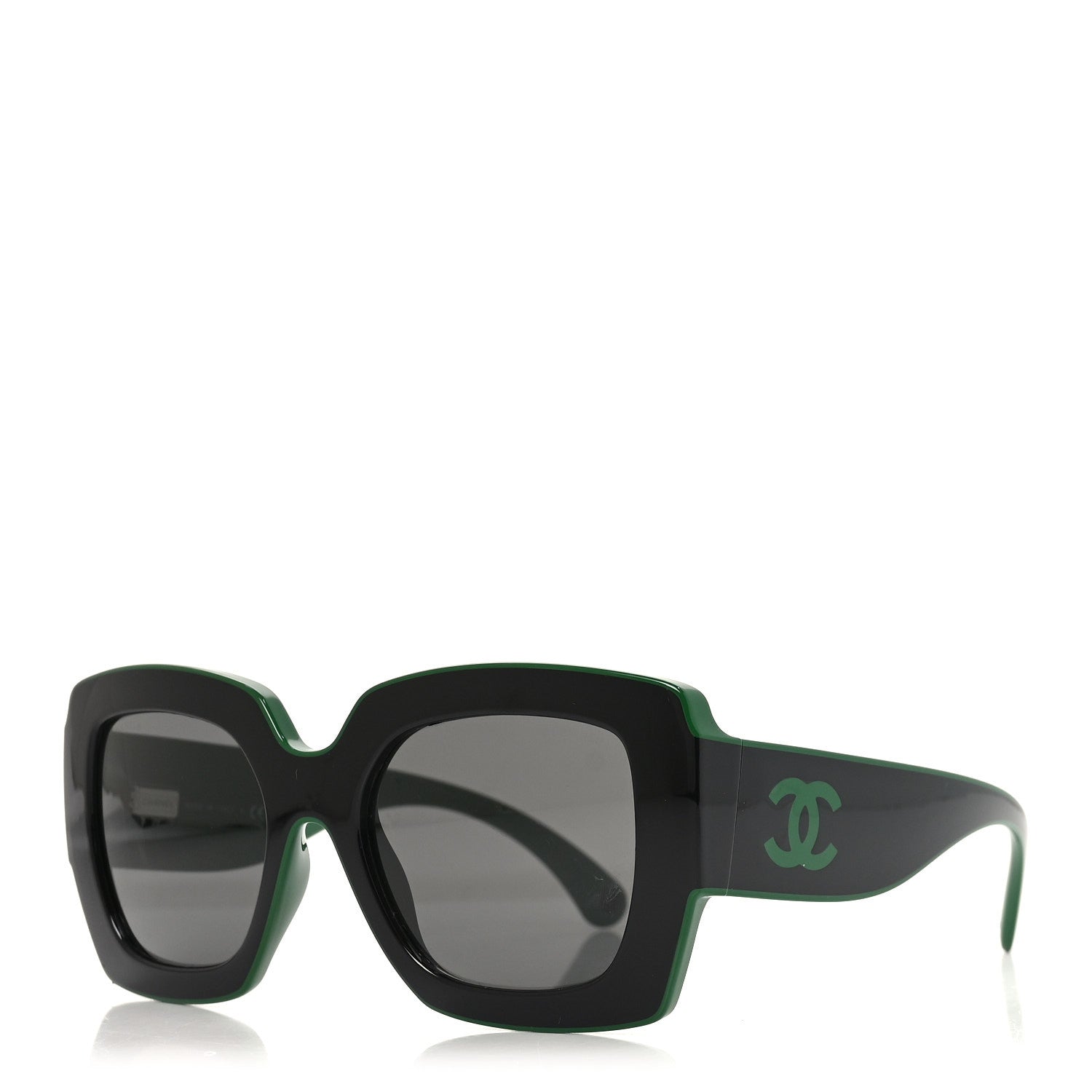 Chanel Acetate Square Sunglasses 6059 Black Green 1884445