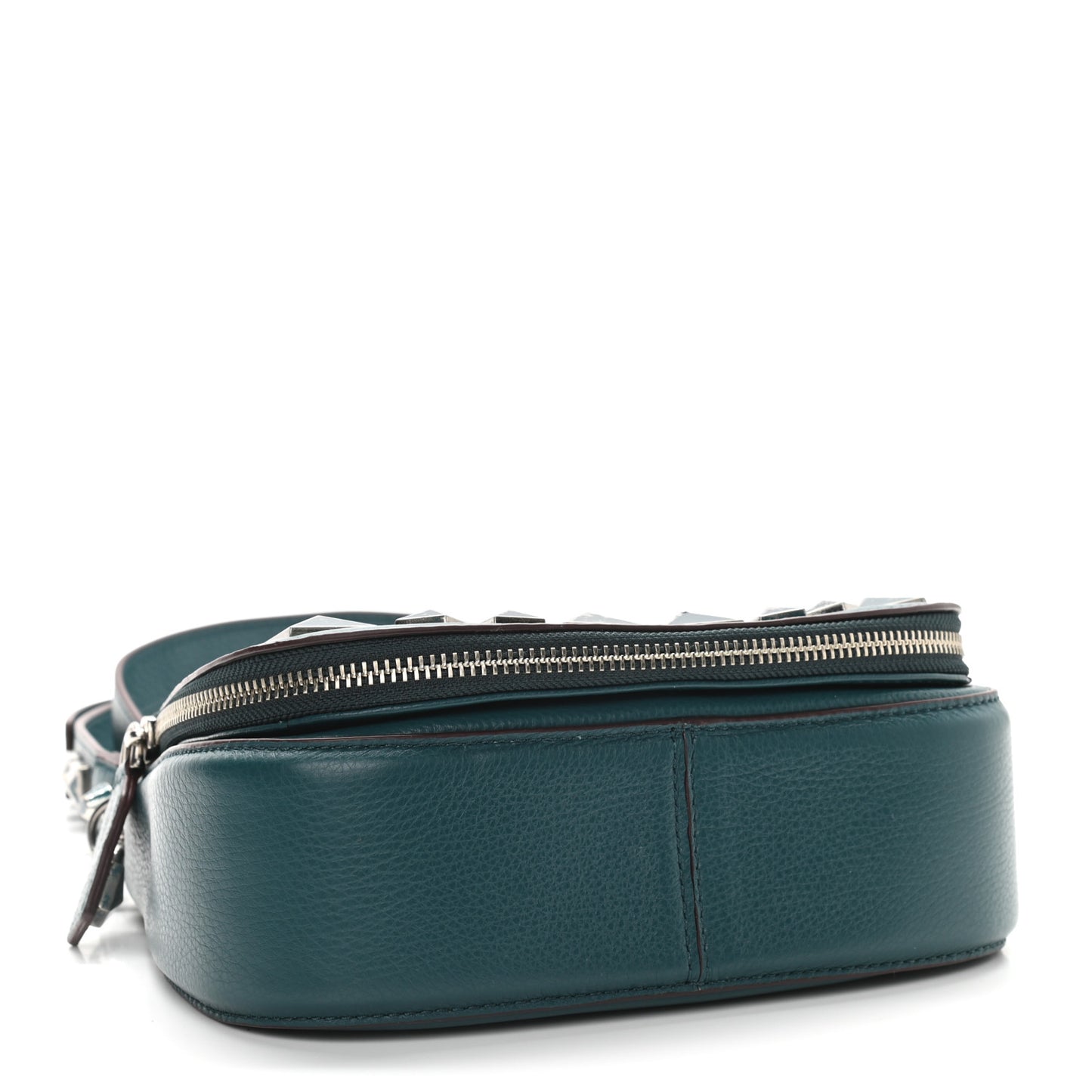 Pebbled Calfskin Studded Recruit Nomad Crossbody Teal