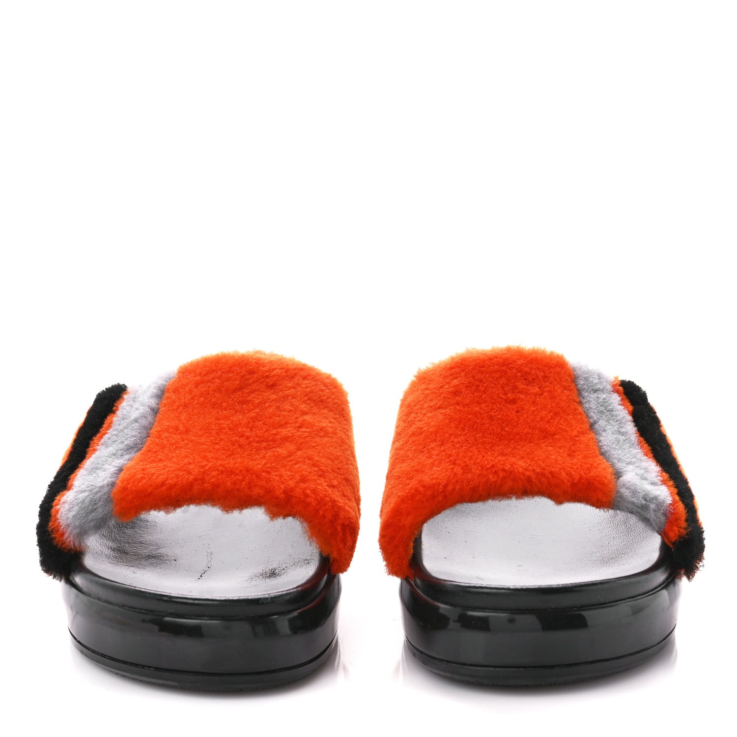 Prada Shearling Slide Sandals 38.5 Orange Multicolor 2 of 9