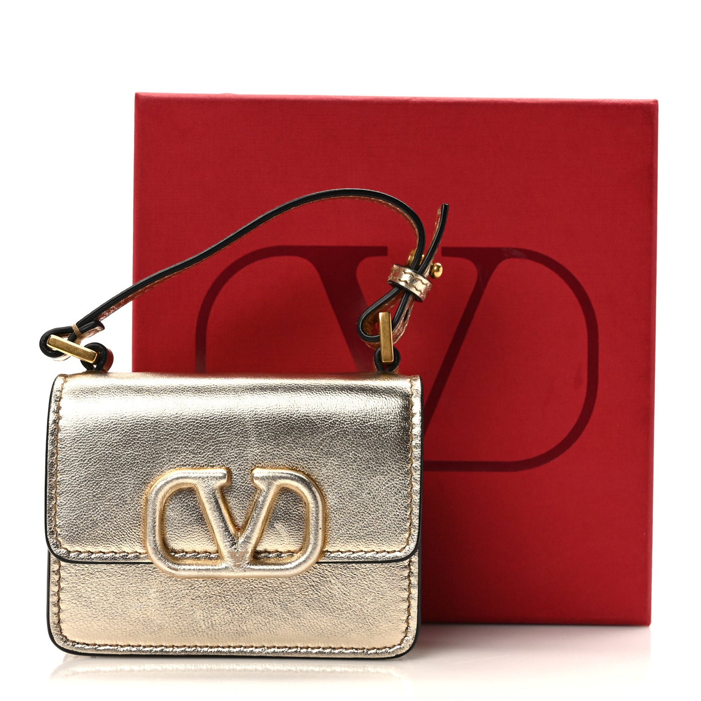 Metallic Calfskin Micro VSling Shoulder Bag Sahara
