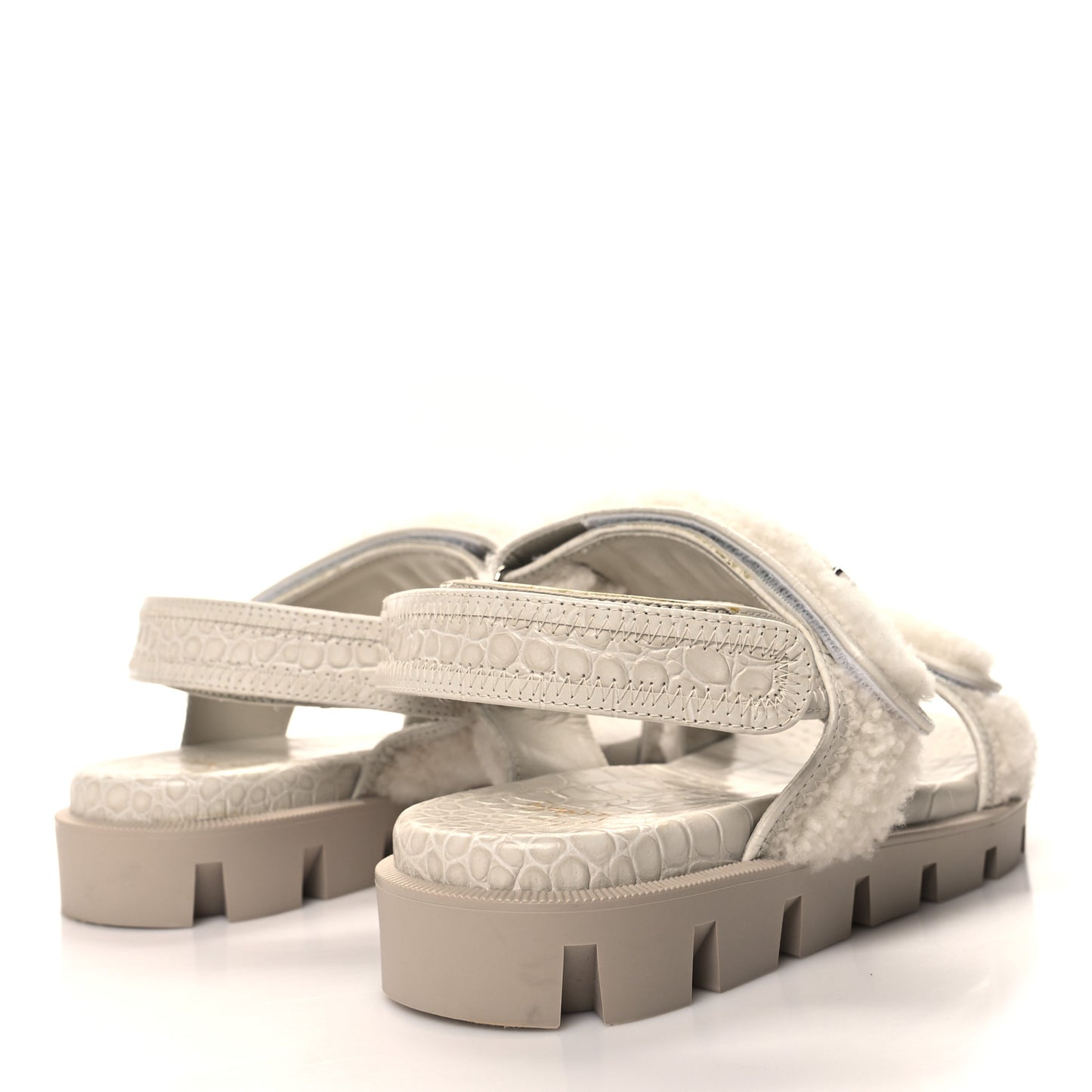 Shearling Lock Sandals 38 White