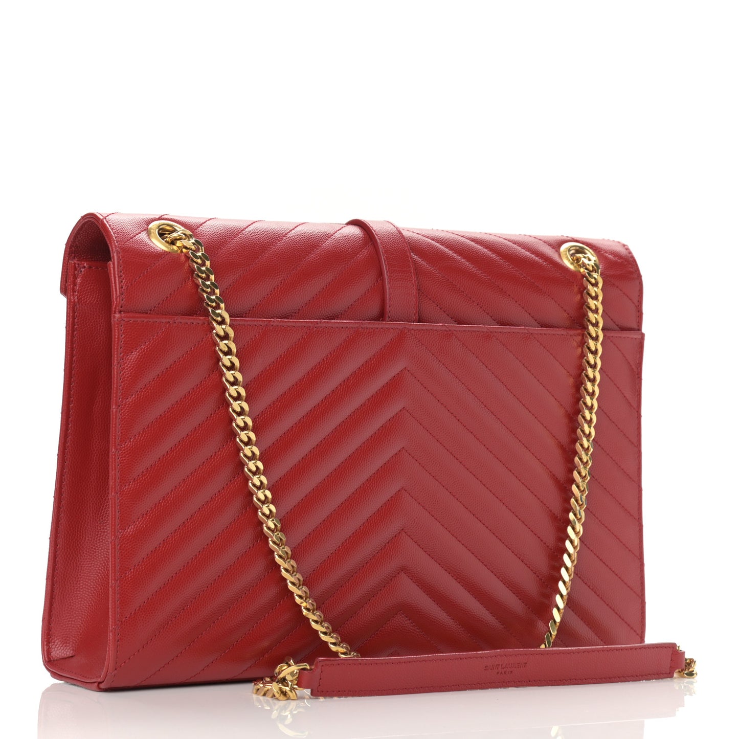 Grain De Poudre Matelasse Chevron Large Monogram Satchel Lipstick Red