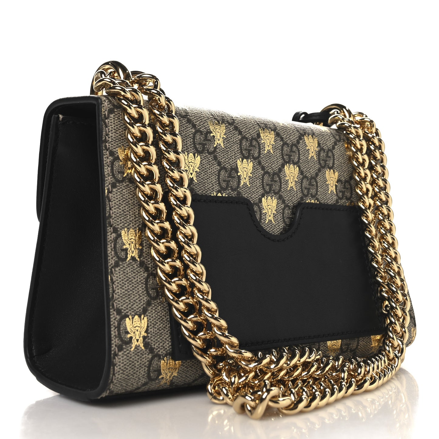 GG Supreme Monogram Bees Small Padlock Shoulder Bag Black