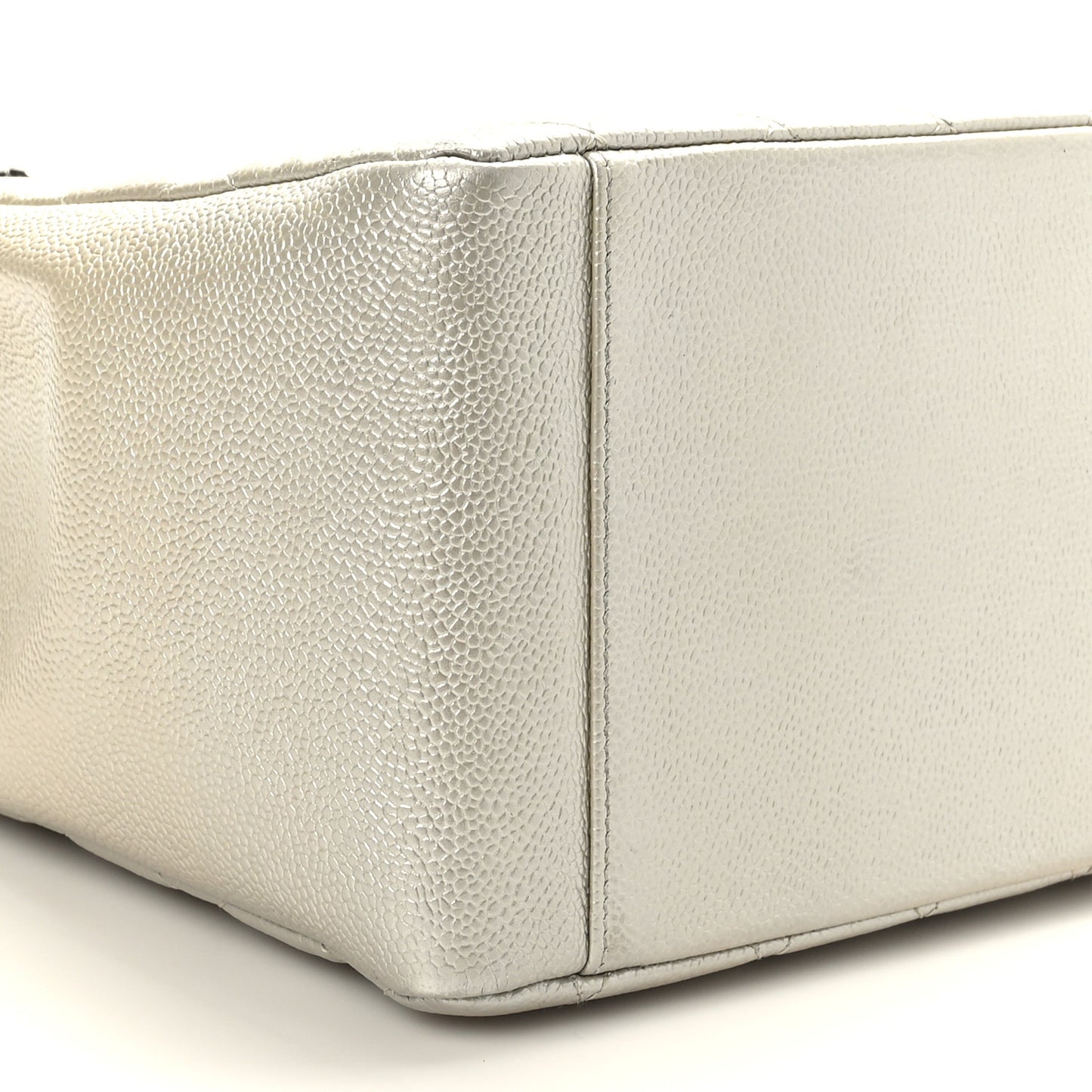 Metallic Caviar Quilted Grand Shopping Tote GST Pearl