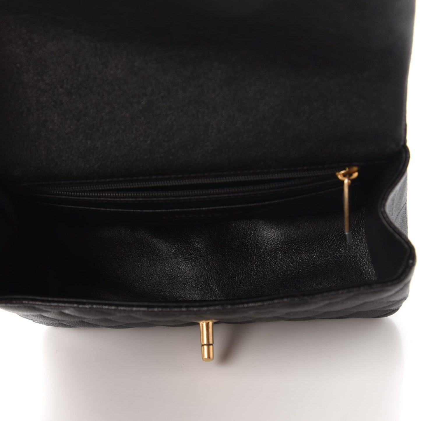 Caviar Quilted Mini Top Handle Rectangular Flap Black