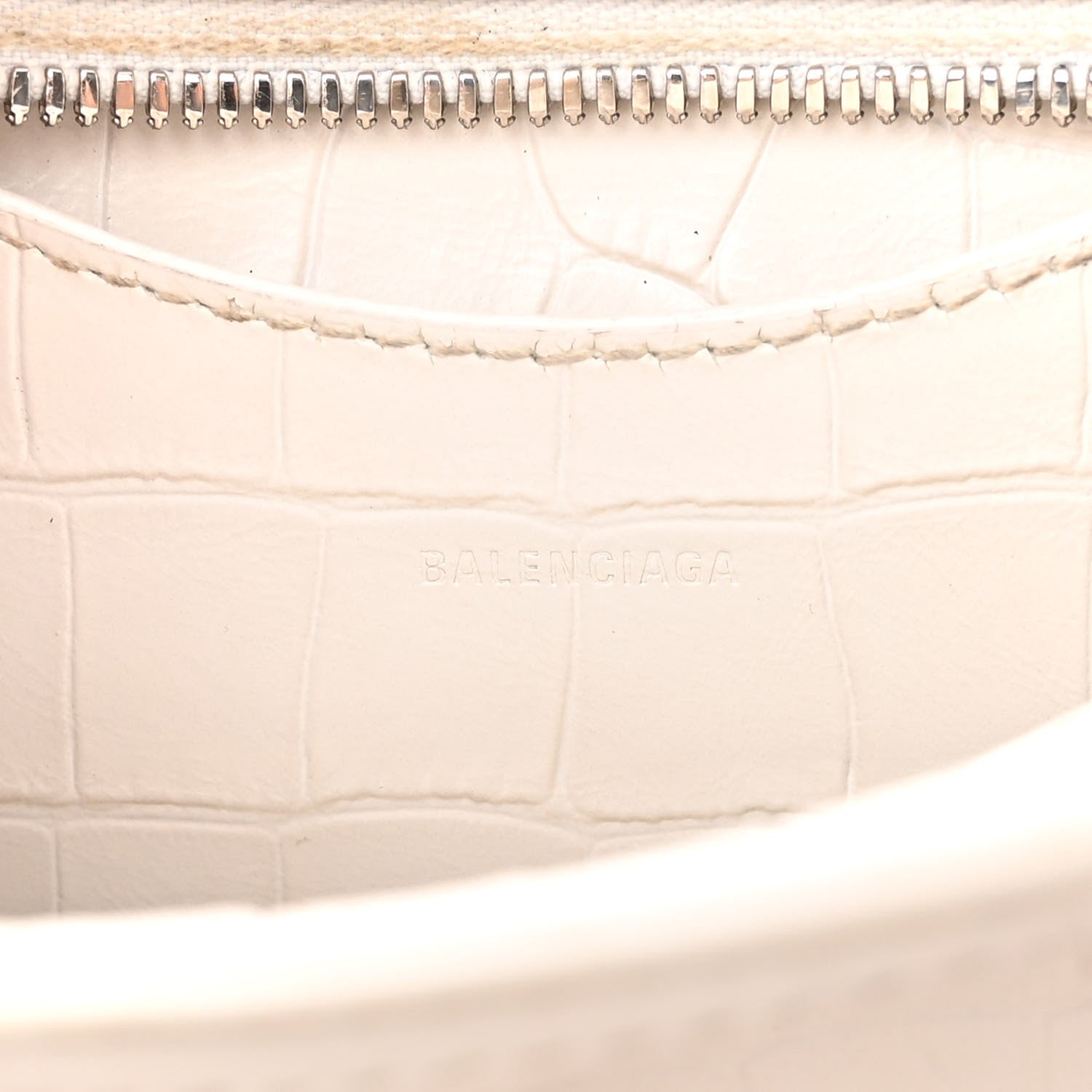 Balenciaga Extra Supple Calfskin Crocodile Embossed Neo Classic Silver Hardware Mini City White 6 of 12