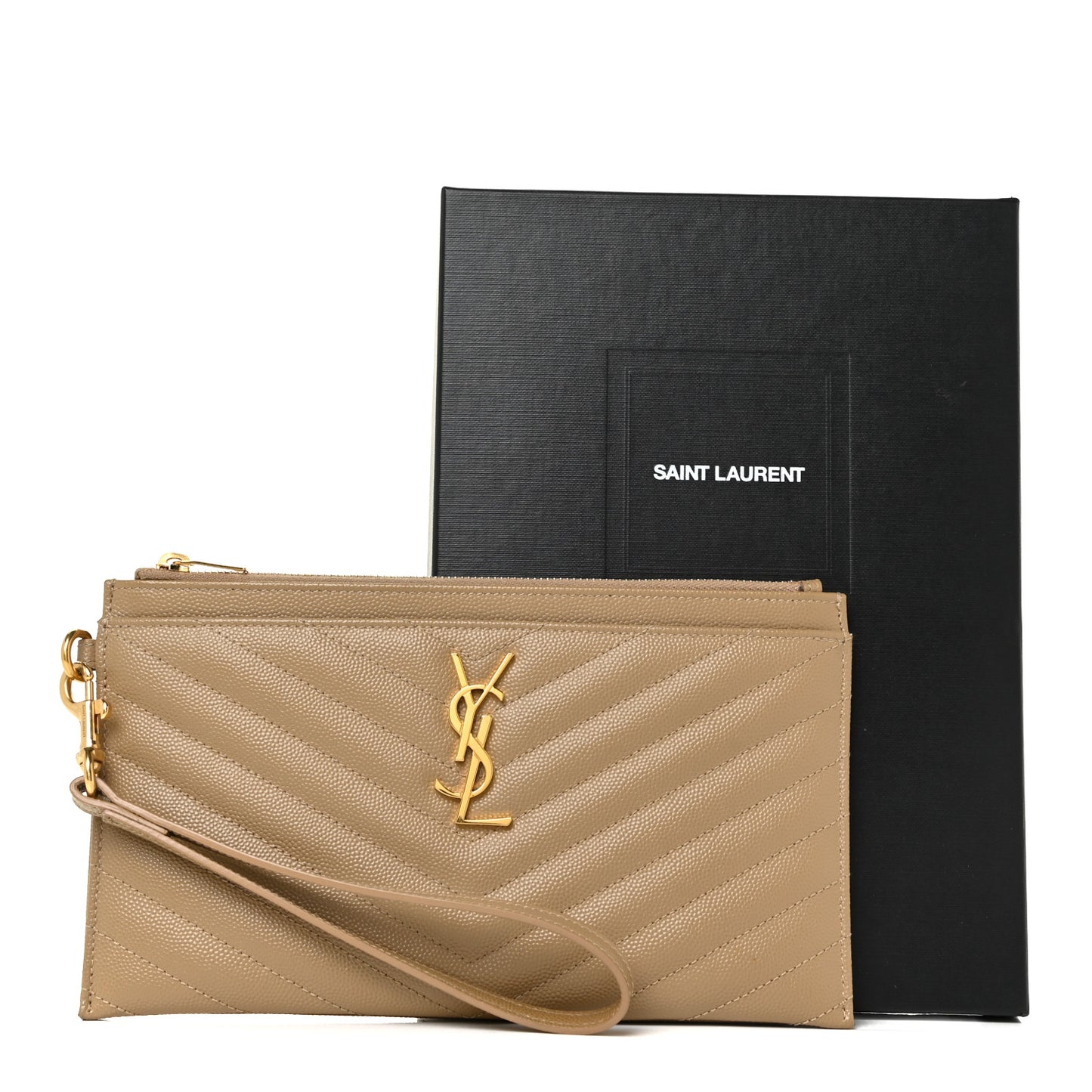 Grain De Poudre Chevron Monogram Large Bill Pouch Cork