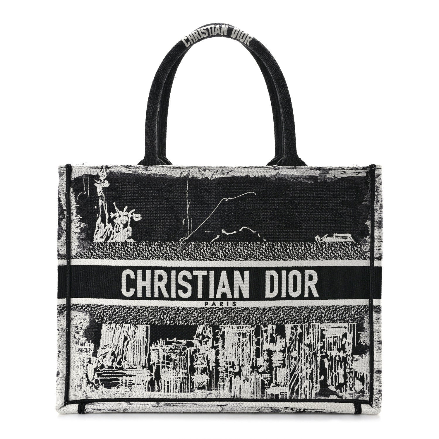 Christian Dior Canvas Embroidered Medium New York Book Tote Black
