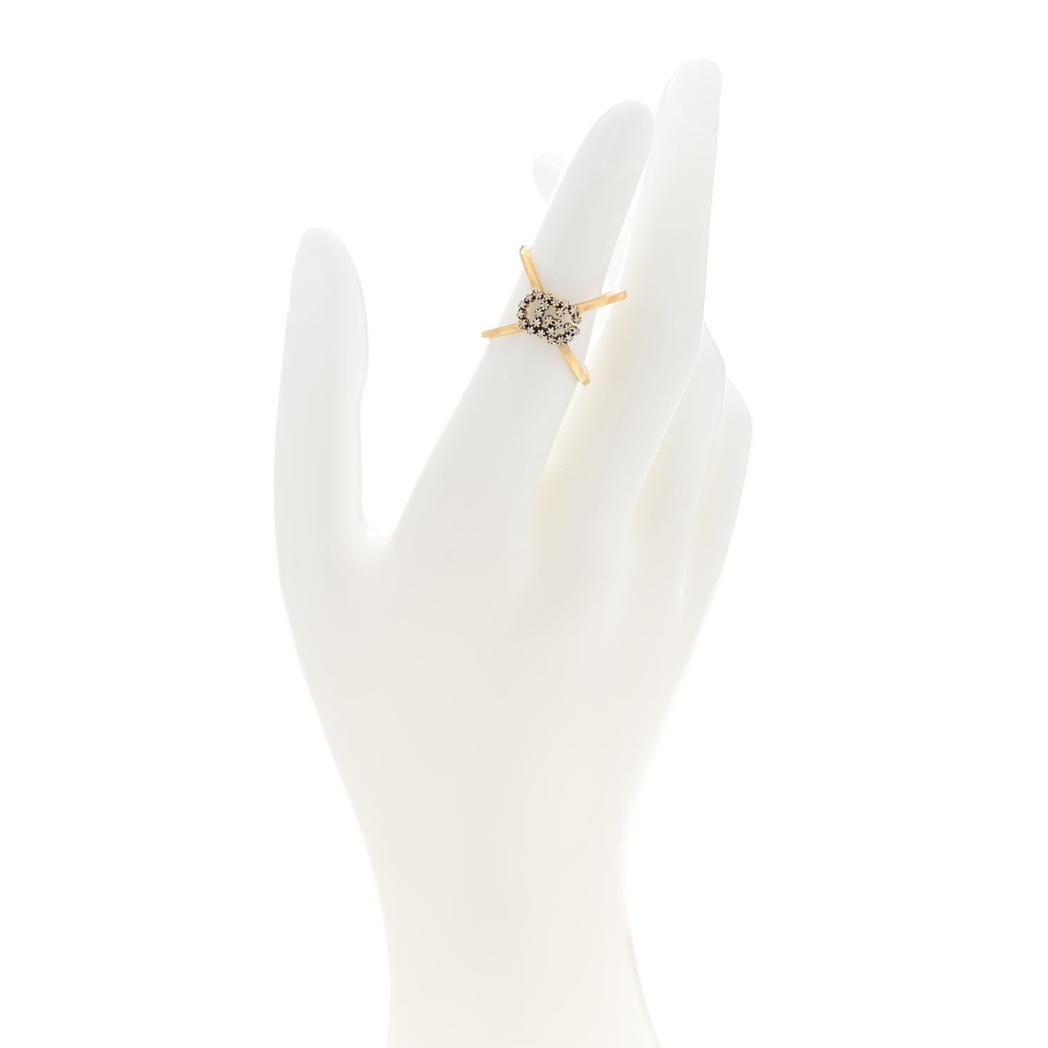 Gucci 18K Yellow Gold Diamond Running G Cross Ring 51 5.75 2 of 5