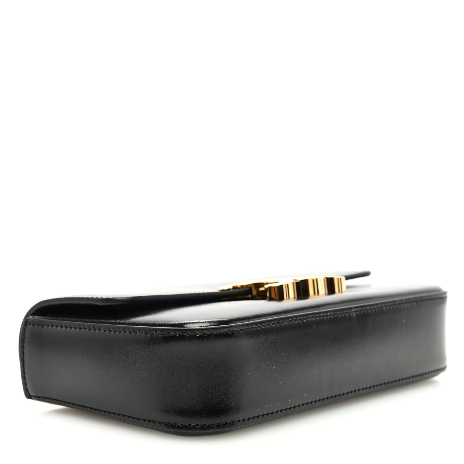 Celine Shiny Calfskin Triomphe Chain Shoulder Bag Black 4 of 9