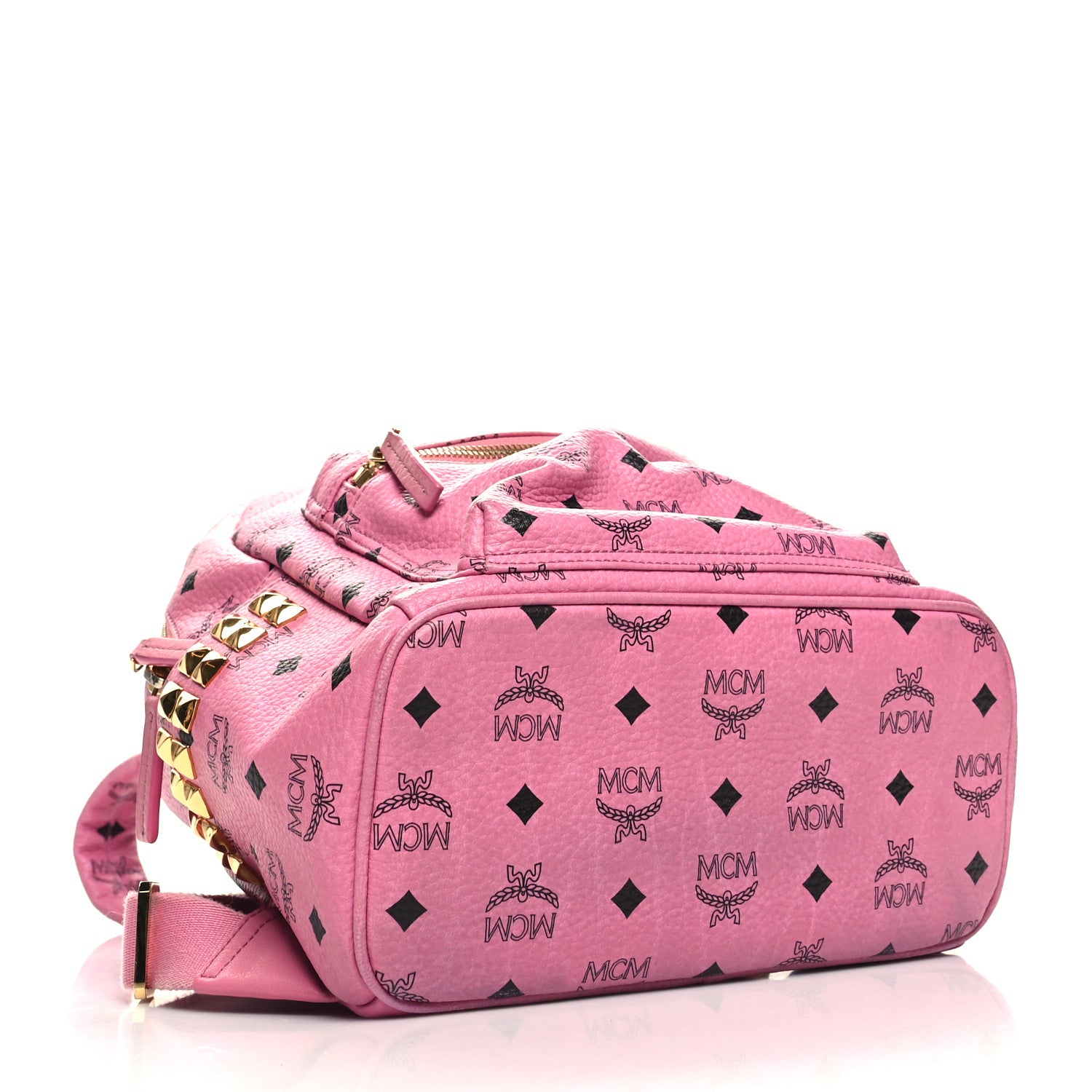 MCM Visetos Small Side Stud Stark Backpack Pink 4 of 10
