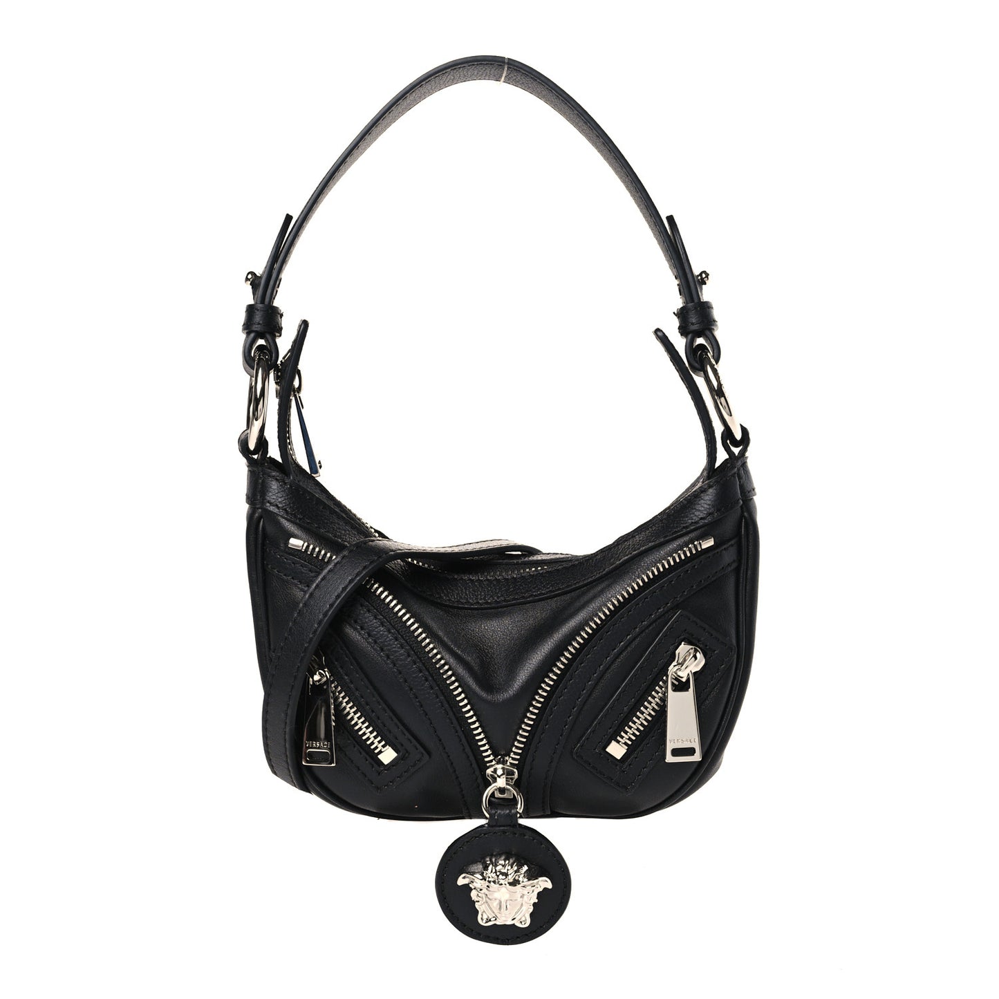 Calfskin Mini Repeat Zip Hobo Black