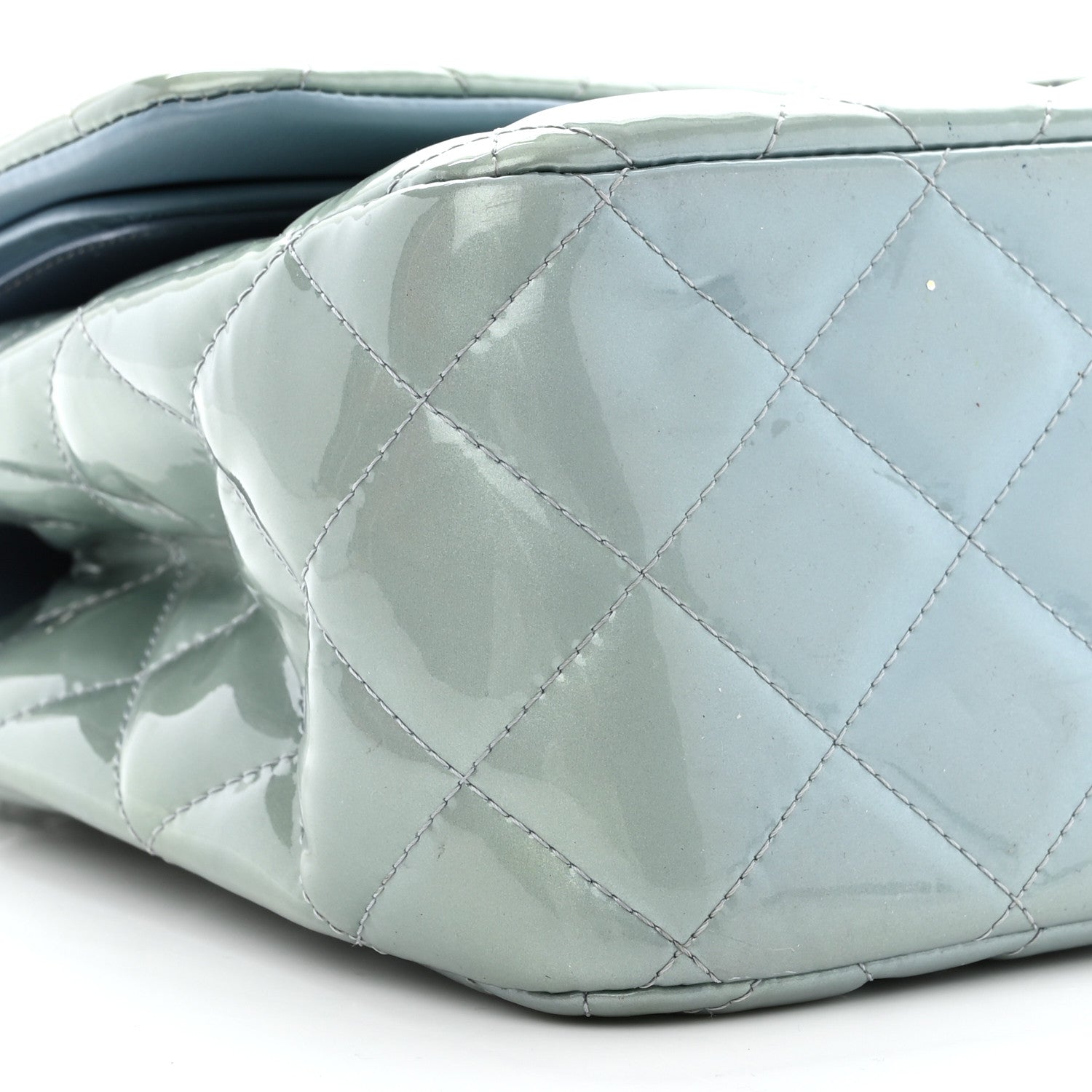 Chanel Patent Quilted Jumbo Double Flap Blue 10 of 17