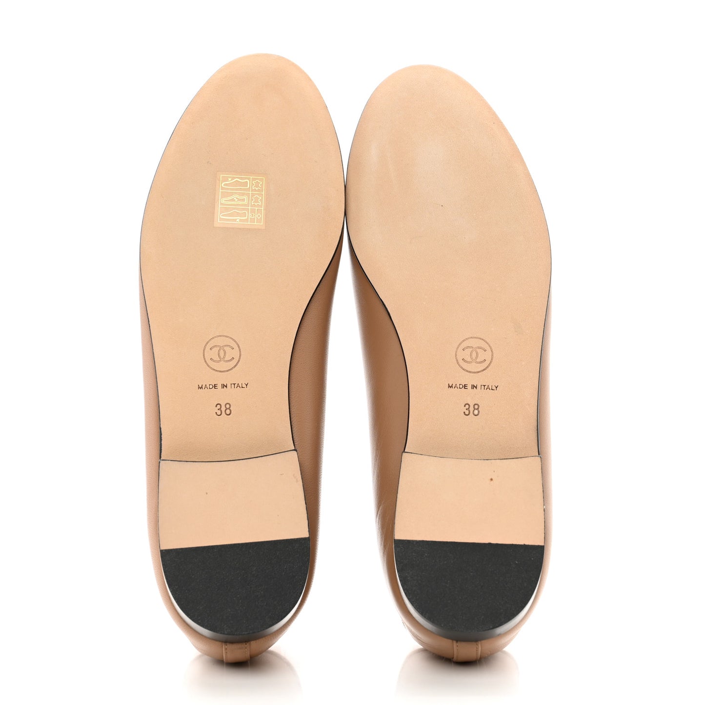 Lambskin Cap Toe CC Ballerina Flats 38 Beige Black