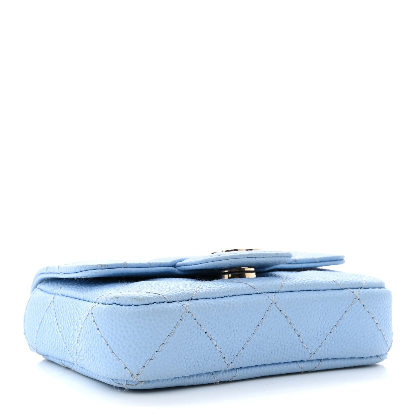 Caviar Quilted Mini Chain Belt Bag Light Blue