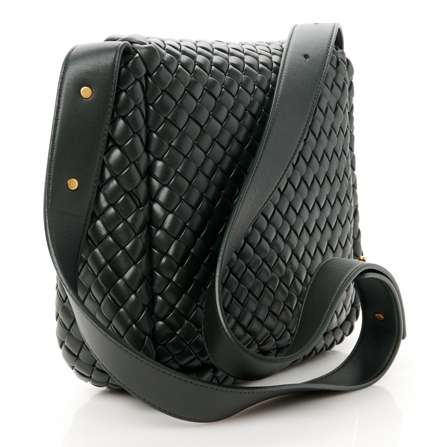 Nappa Intrecciato Small Cobble Shoulder Bag Dark Green