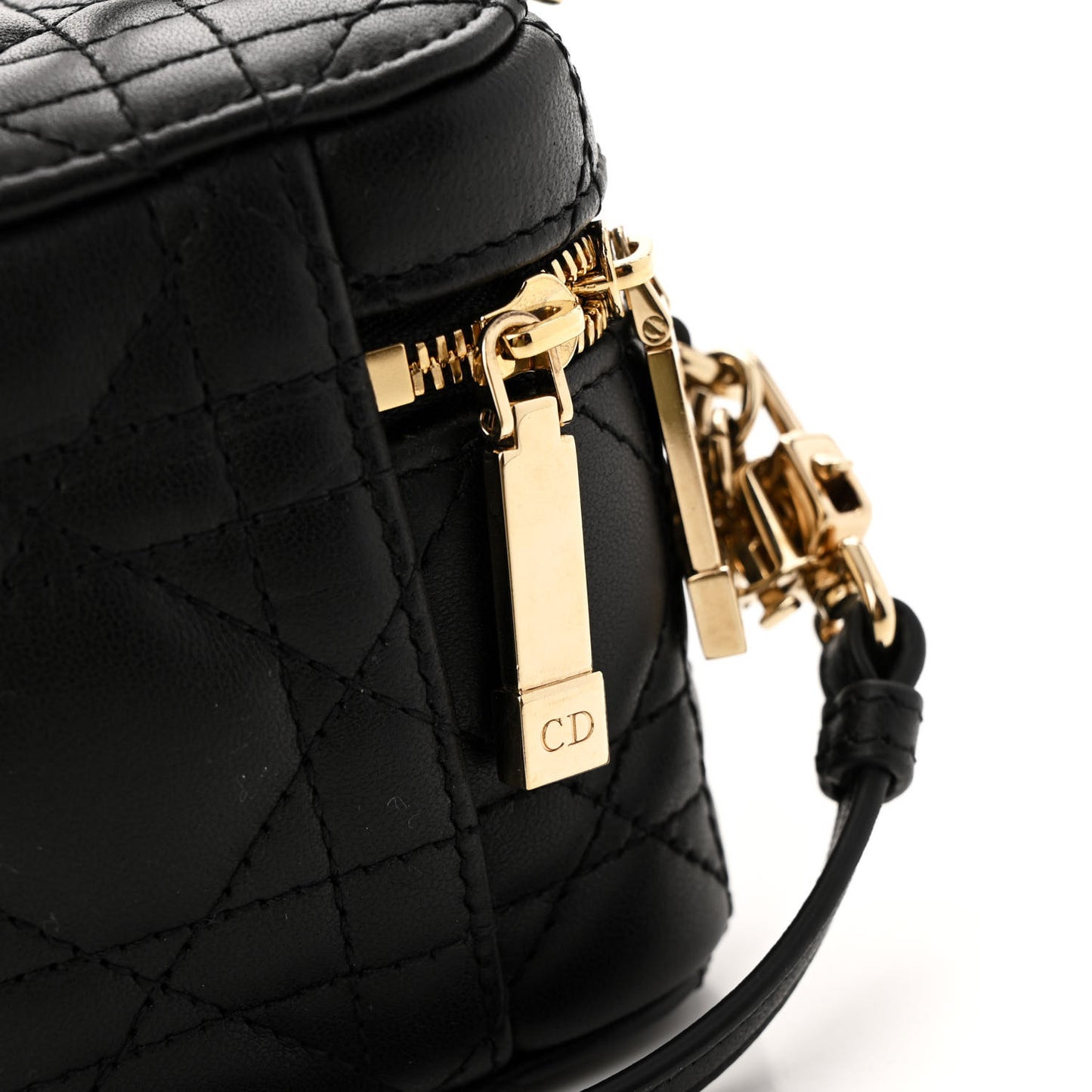Lambskin Cannage Micro Lady Dior Vanity Case Black
