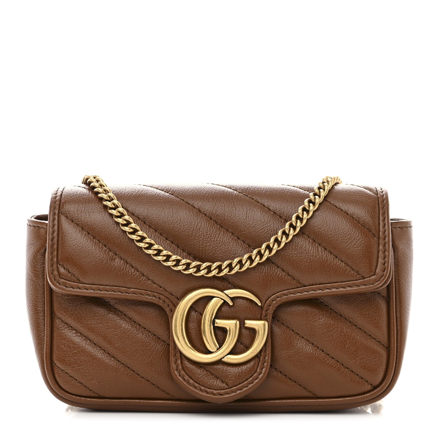Azalea Calfskin Matelasse Diagonal Super Mini GG Marmont Shoulder Bag Cuir